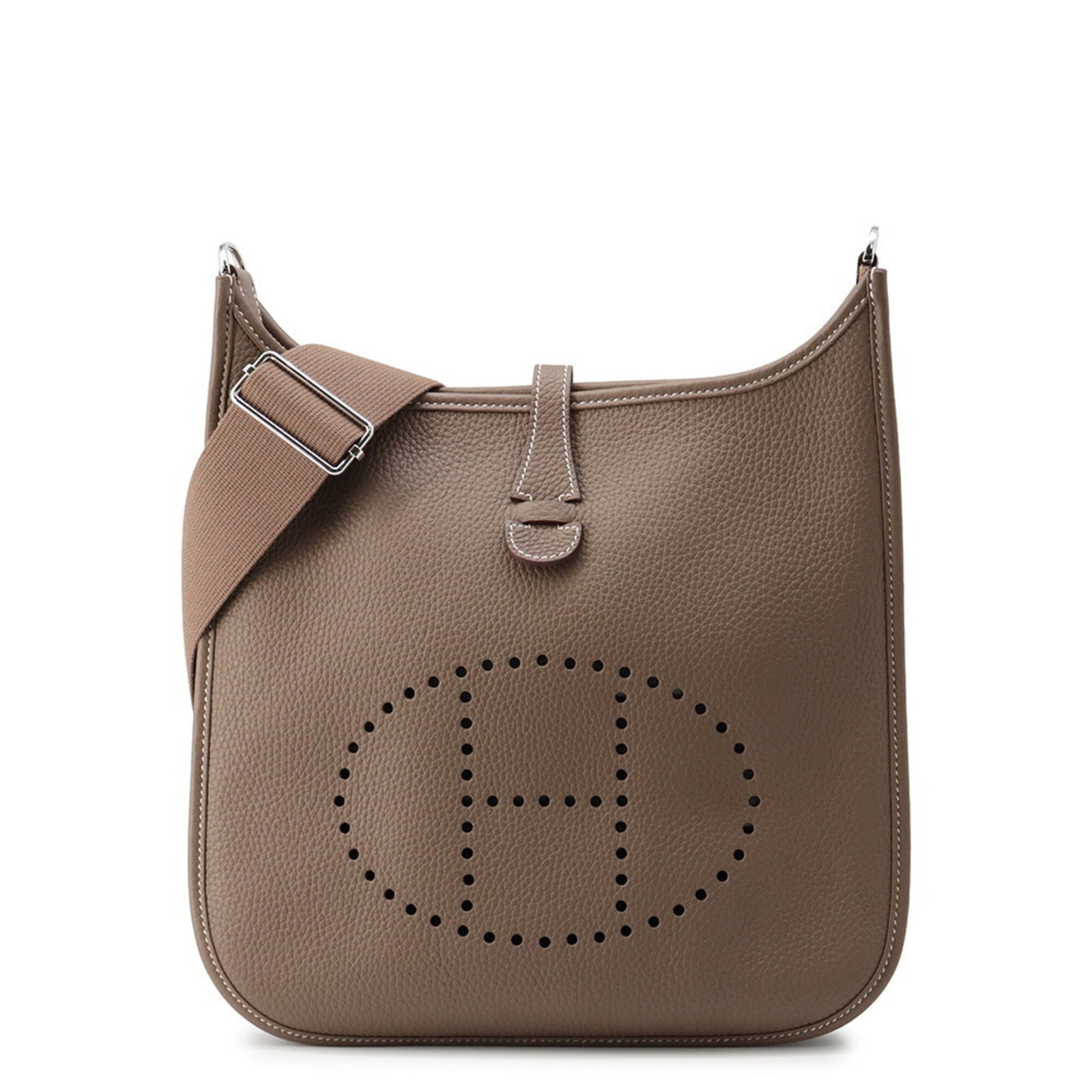 Hermes Handbag Shoulder Taurillon Clemence Leather: Hermes Handbag Shoulder Taurillon Clemence Leather Taurillon Clemence leather handbag from Hermes, crafted in France. This shoulder bag boasts the iconic Etoupe gray color and measures 29cm x 29cm x 8
