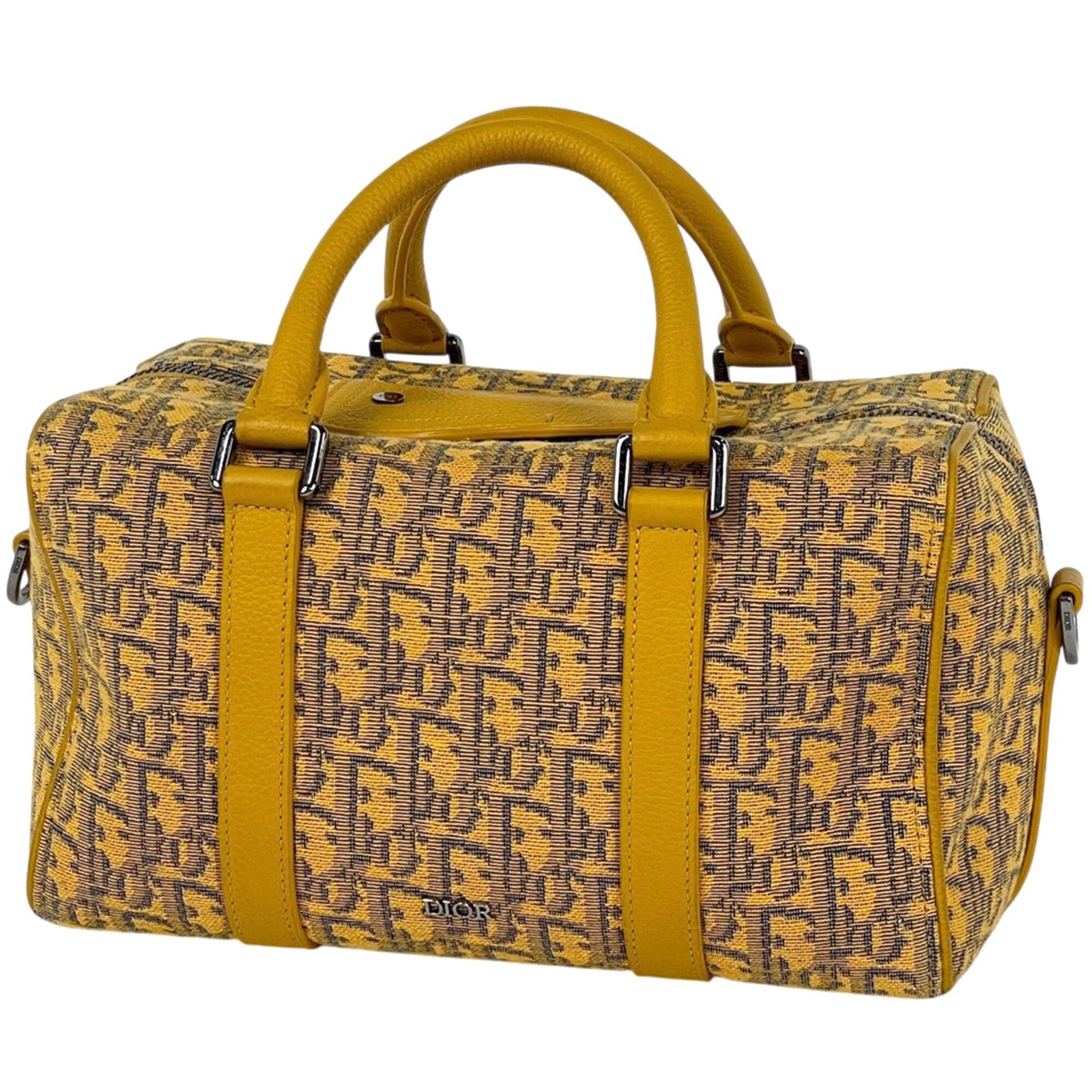 Christian Dior Handbag Leather Trotter: Christian Dior Handbag Leather Trotter The Christian Dior Handbag Leather Trotter boasts a vibrant yellow hue, showcasing the iconic brand's signature style. Measuring 15.5cm x 26cm x 14.5cm, this han