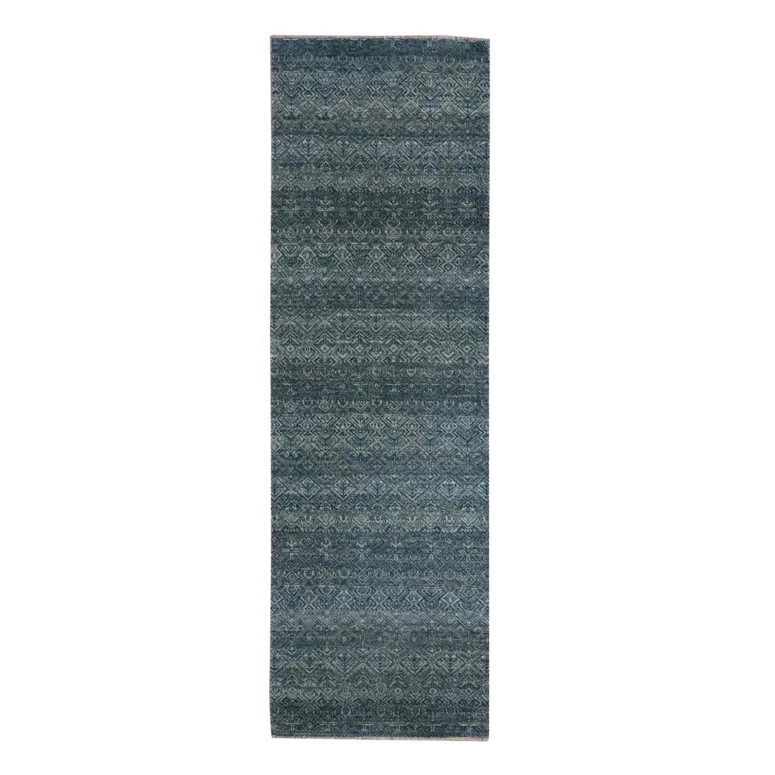 Herat pattern rug hand knotted soft wool ocean blue 2'6"x8'1: Herat pattern rug hand knotted soft wool ocean blue 2'6"x8'1 Soft and soothing, this hand-knotted wool ocean blue rug features a stunning Herat pattern in a timeless Oriental design. Made from high-qu