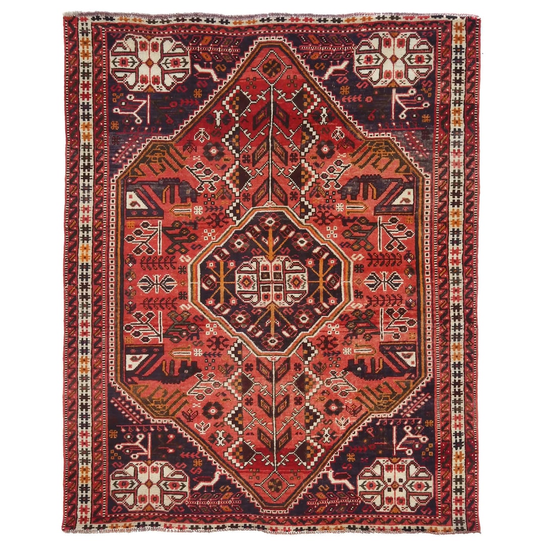 Vintage Handmade Red Oriental Rug 5'9X7'2 Tribal Geometric Home Decor Carpet Hand-Knotted: Vintage Handmade Red Oriental Rug 5'9X7'2 Tribal Geometric Home Decor Carpet Hand-Knotted The vintage handmade red Oriental rug boasts a stunning tribal geometric pattern, woven from wool in a traditi