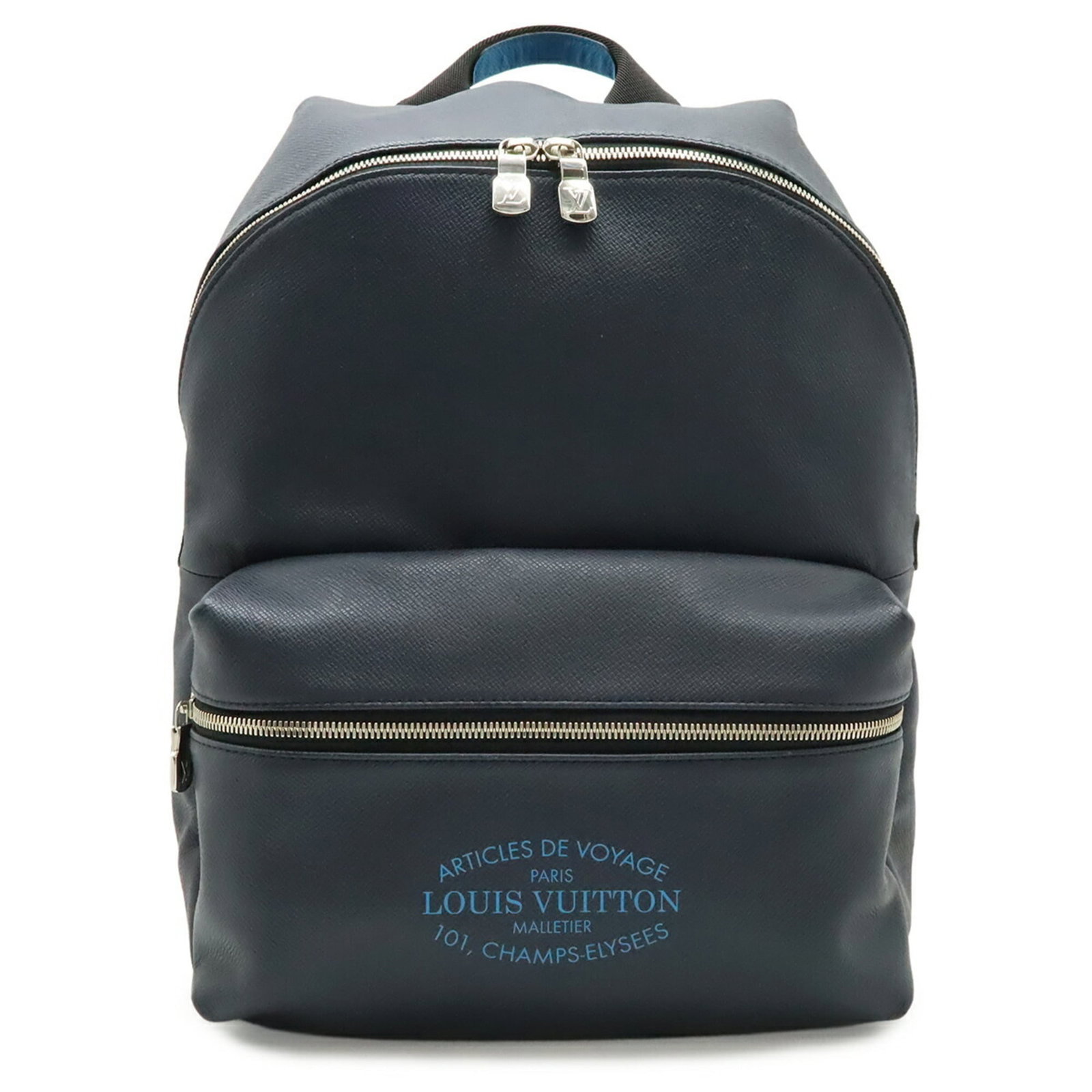 Taiga leather Louis Vuitton backpack: Taiga leather Louis Vuitton backpack Taiga leather Louis Vuitton backpack in blue and navy, featuring a classic design with a signature. Made from high-quality Taiga leather, this stylish backpack