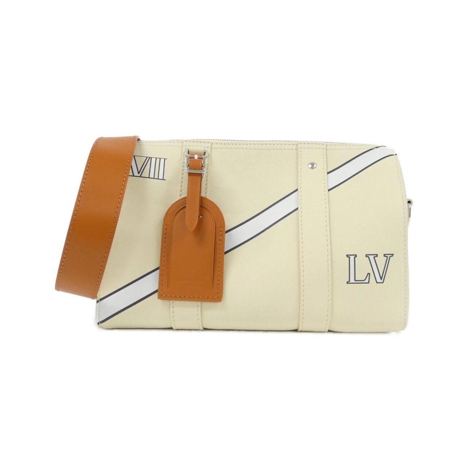 Louis Vuitton Shoulder Bag Leather: Louis Vuitton Shoulder Bag Leather The Louis Vuitton Shoulder Bag Leather features a classic design with a beige leather exterior, complemented by a dust bag and name tag for added convenience. Measur