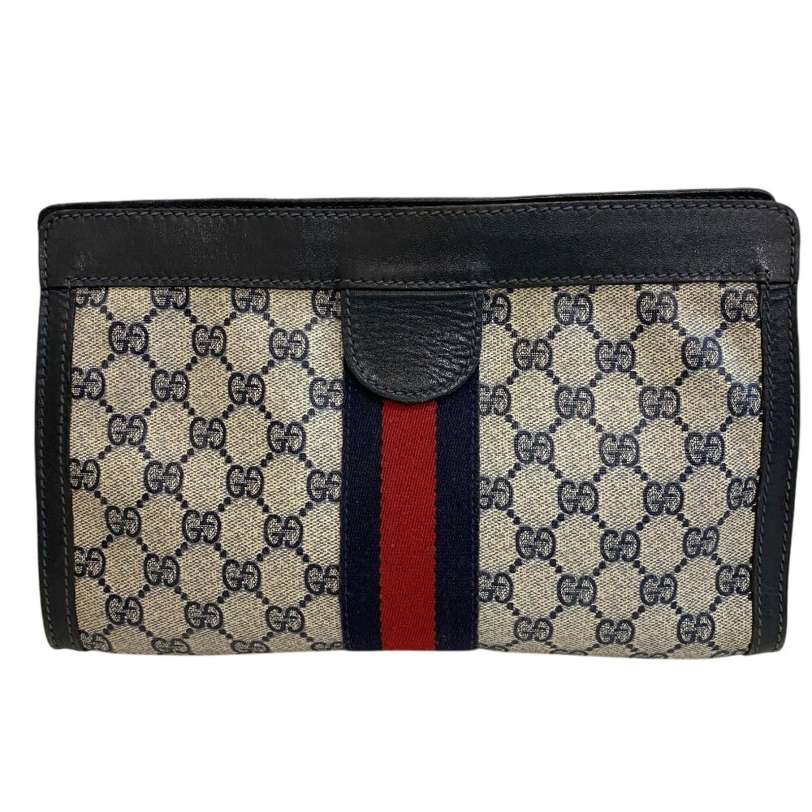 PVC Gucci Clutch Bag Pouch: PVC Gucci Clutch Bag Pouch Navy PVC Gucci Clutch Bag Pouch with distinctive size and material. This clutch bag features a signature, bears a signature, and is made from PVC. Measuring 19cm x 27.5cm x 