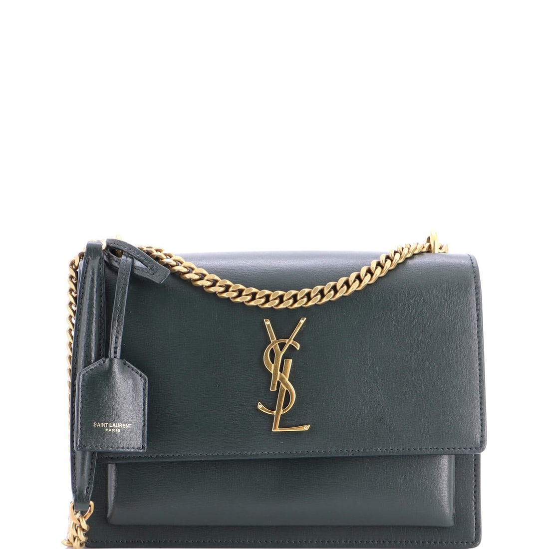 Saint Laurent Crossbody Bag Leather Medium Sunset: Saint Laurent Crossbody Bag Leather Medium Sunset The Saint Laurent Crossbody Bag Leather Medium Sunset boasts a striking green exterior with suede interior, adorned with gold hardware. With its mediu