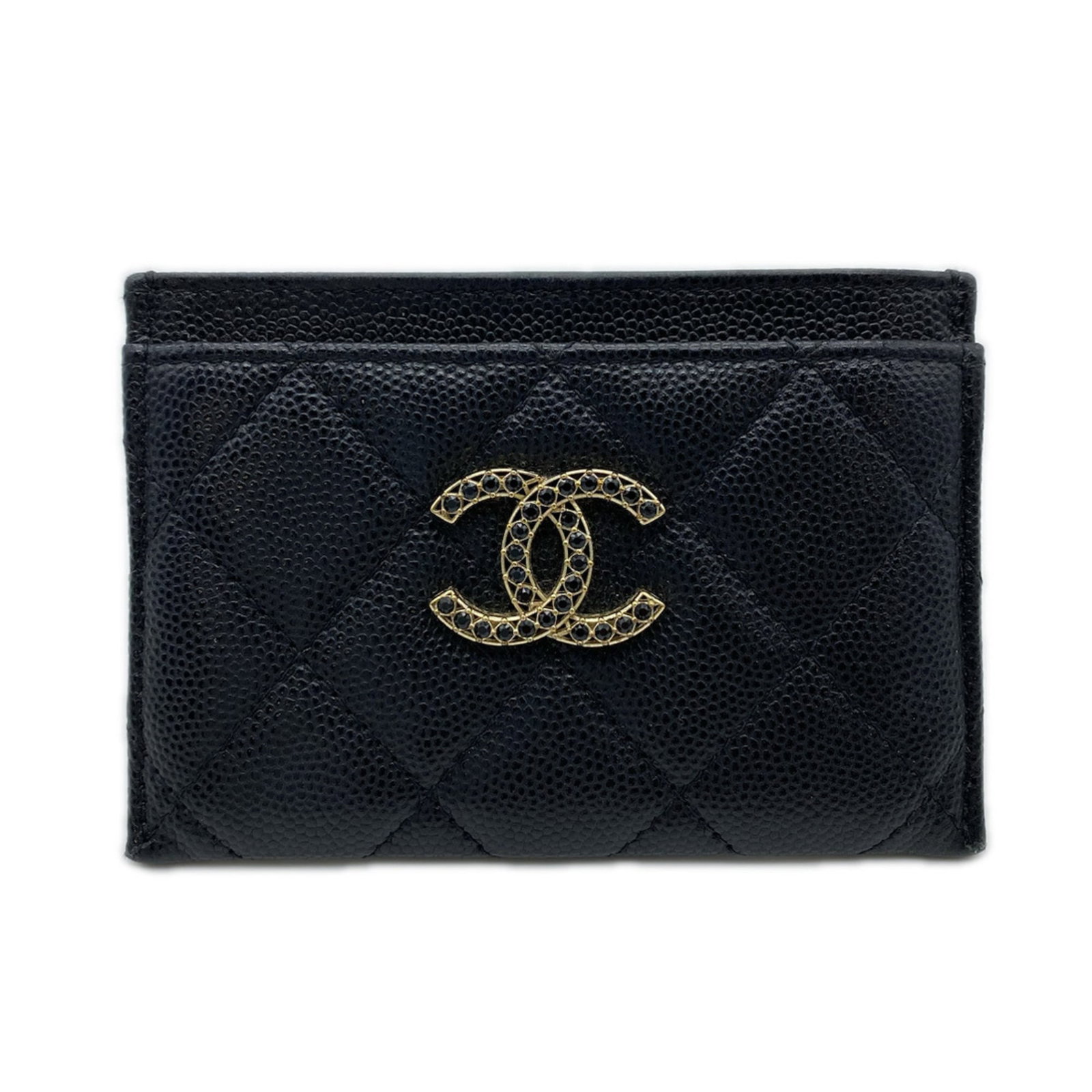 Chanel Card Case Grained Calfskin: Chanel Card Case Grained Calfskin The Chanel Card Case Grained Calfskin is a sleek and sophisticated accessory made from high-quality grained calfskin. Measuring 7.5cm x 11cm x 20.5cm, it features a c