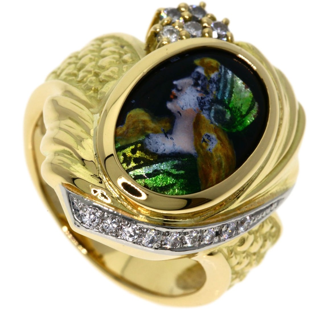 Mitsuo Kaji Emmayu Diamond Ring Platinum Pt900 18K Yellow Gold: Mitsuo Kaji Emmayu Diamond Ring Platinum Pt900 18K Yellow Gold Platinum Pt900 18K Yellow Gold, the MITSUO KAJI Emmayu Diamond Ring boasts a striking gold finish and features a high-quality diamond wit