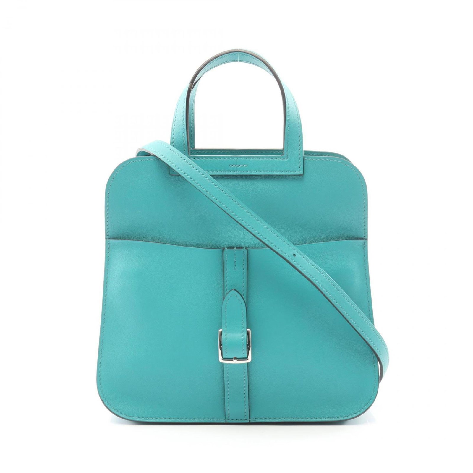 Hermes Handbag Swift Leather: Hermes Handbag Swift Leather Swift leather handbag from Hermes, crafted in Alezan, Blue paon, and Green hues. This compact bag measures 20cm x 21cm x 7cm, making it a stylish and portable accessory fo
