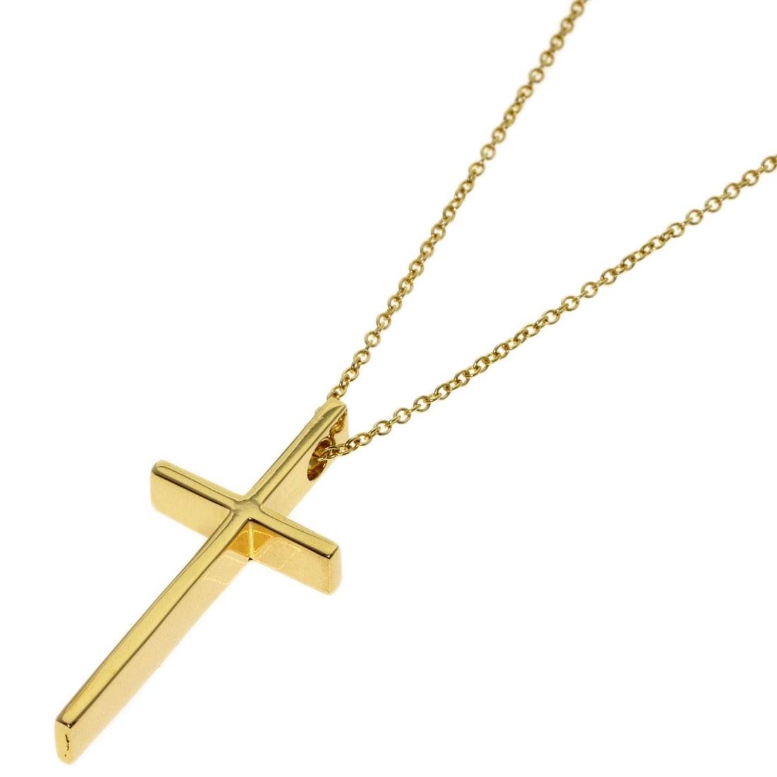 Tiffany Co Cross Necklace Yellow Gold: Tiffany Co Cross Necklace Yellow Gold K18 Yellow Gold Tiffany Co Cross Necklace - A luxurious yellow gold necklace featuring the iconic Tiffany & Co. cross design, crafted from high-karat gold for a r