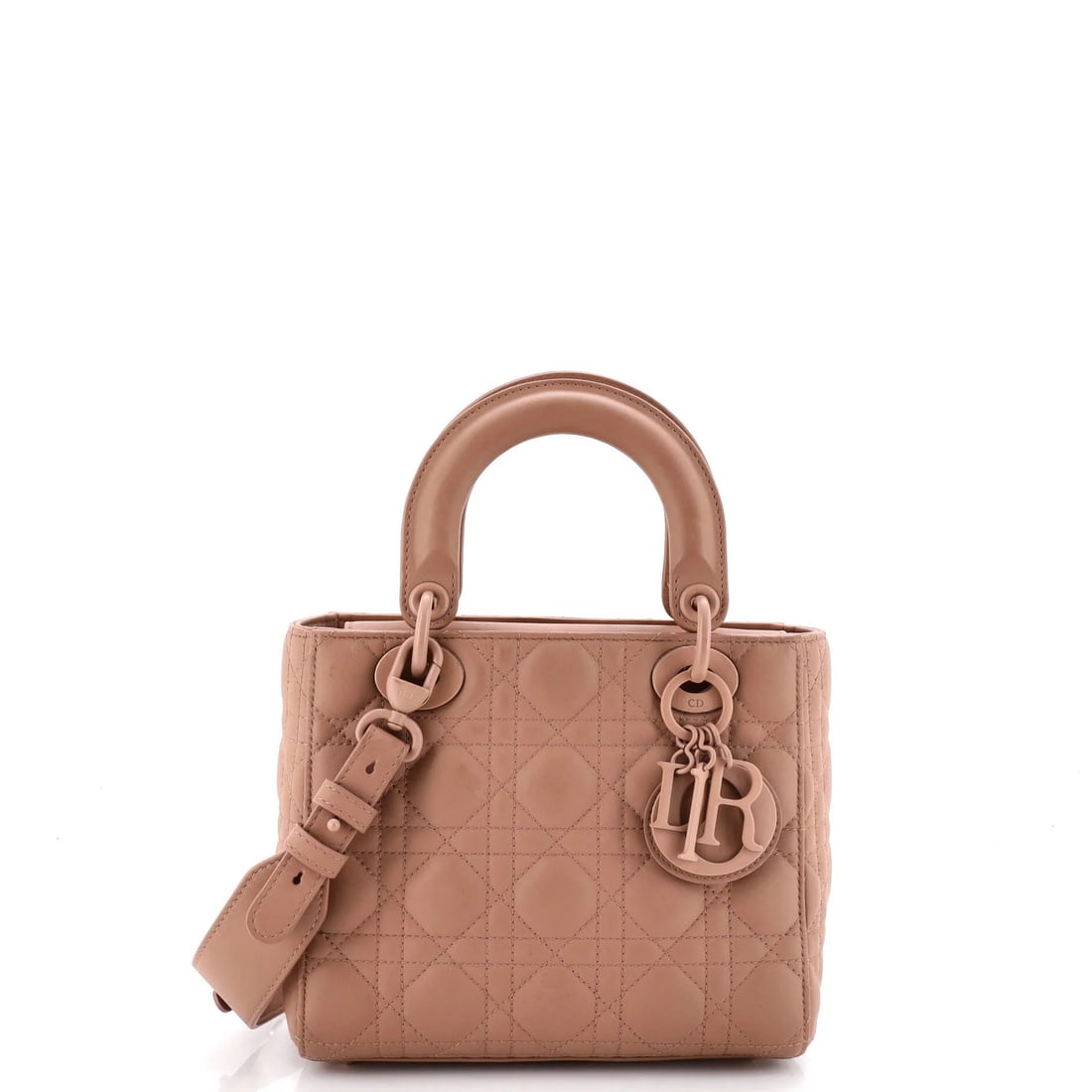 Ultra Matte My Calfskin Lady Dior Cannage Bag ABCDior: Ultra Matte My Calfskin Lady Dior Cannage Bag ABCDior Ultra Matte My Calfskin Lady Dior Cannage Bag features a neutral exterior with scuffs, stains, and corner wear. The bag boasts quilted calfskin co
