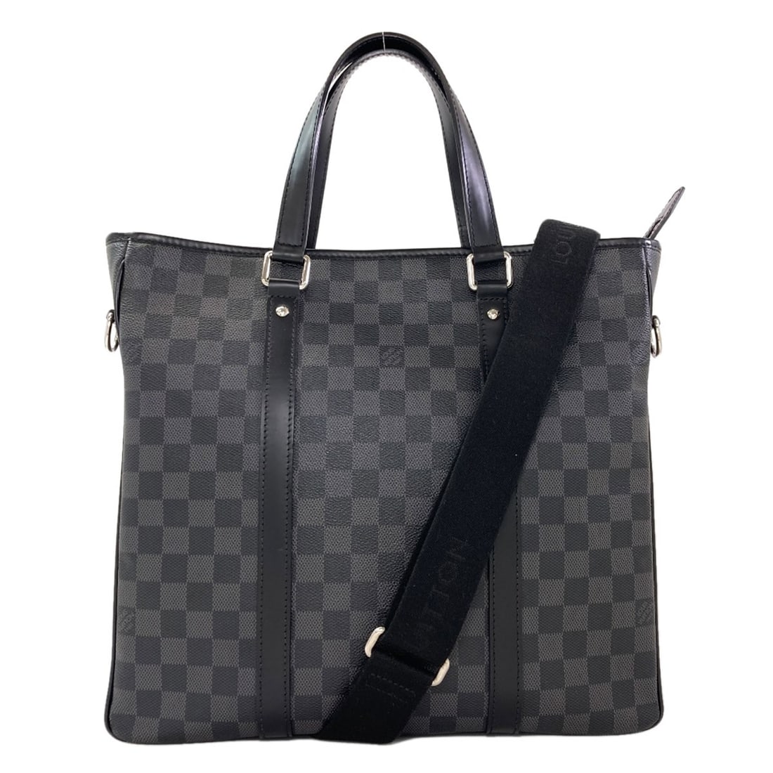 Handbag Damier Canvas Louis Vuitton N41467 Tadao: Handbag Damier Canvas Louis Vuitton N41467 Tadao Black Damier canvas Louis Vuitton handbag with signature. This iconic style features the classic Damier pattern, a timeless design element that has bee