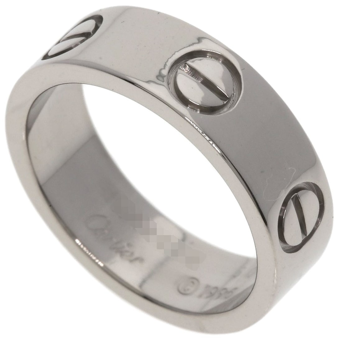 Love Ring by Cartier K18 Gold White: Love Ring by Cartier K18 Gold White K18 White Gold Cartier Love Ring in Silver Finish. This elegant ring features K18 gold construction and a silver finish, showcasing the brand's signature style. The