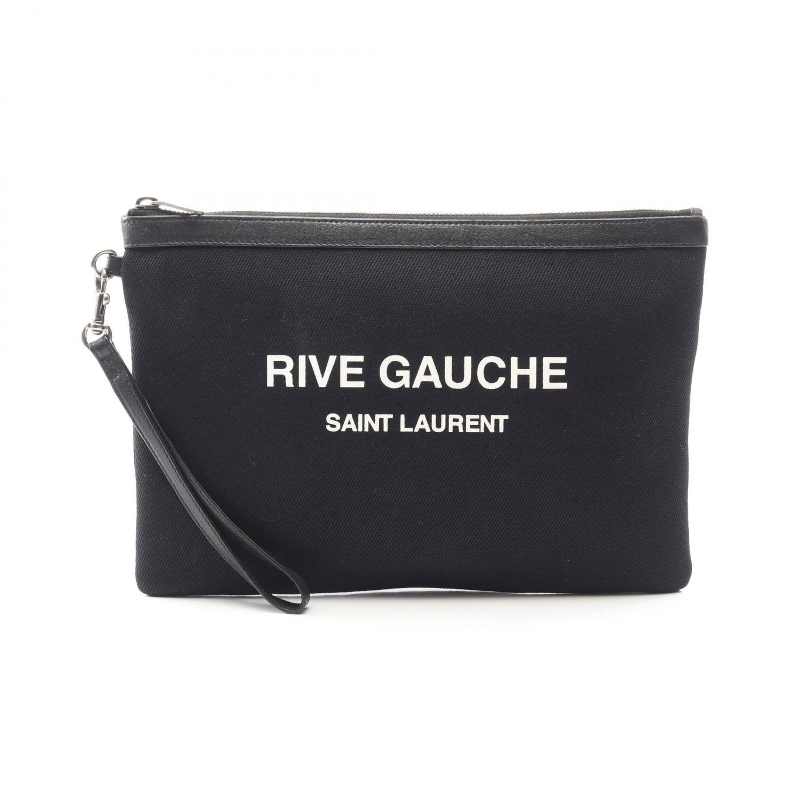 Canvas leather bag clutch handbag from Saint Laurent: Canvas leather bag clutch handbag from Saint Laurent Canvas leather bag clutch from Yves Saint Laurent, featuring a sleek black design with high-quality materials. The compact size and stylish silhoue