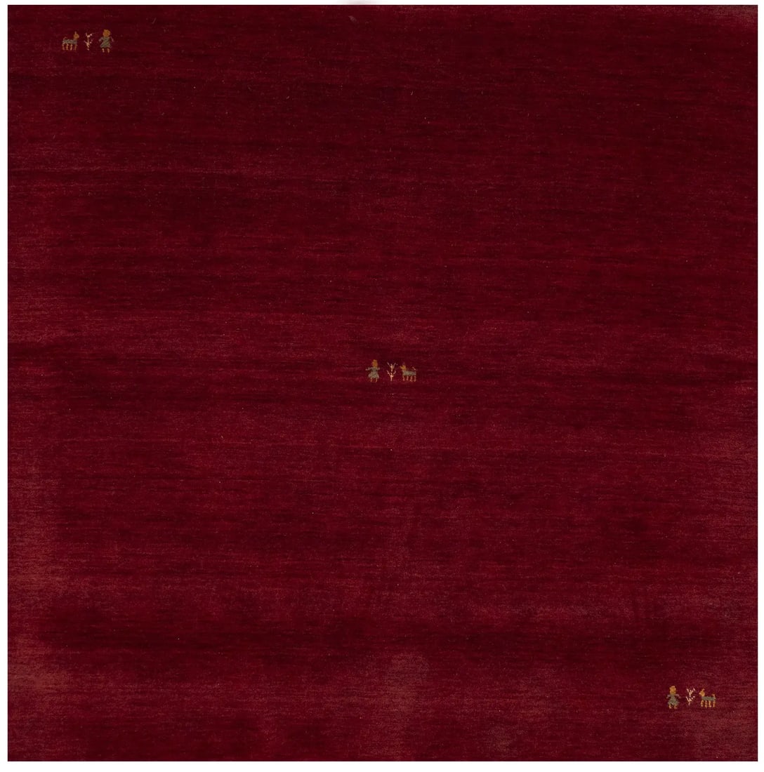 Maroon Red Solid Design Hand-Loomed 6X6 Wool Square Rug Oriental Carpet Hand-Knotted: Maroon Red Solid Design Hand-Loomed 6X6 Wool Square Rug Oriental Carpet Hand-Knotted Hand-Loomed in Rich Maroon Red, This Solid Design Wool Rug Features a Modern Pile and Normal Weave Construction. Cr