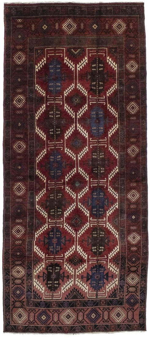 5'2 X 12'2 Ft Vintage Handmade Wool Oriental Runner Rug Hallway Decor Carpet Hand-Knotted: 5'2 X 12'2 Ft Vintage Handmade Wool Oriental Runner Rug Hallway Decor Carpet Hand-Knotted Hand-knotted in wool, this vintage runner rug boasts a stunning geometric pattern and medium pile height. Meas