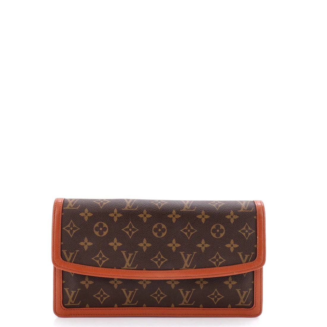 Monogram Canvas Pochette Dame Louis Vuitton: Monogram Canvas Pochette Dame Louis Vuitton Brown Monogram Canvas GM Pochette Dame from Louis Vuitton features a classic design with edge wear and creases on the exterior, while the interior shows