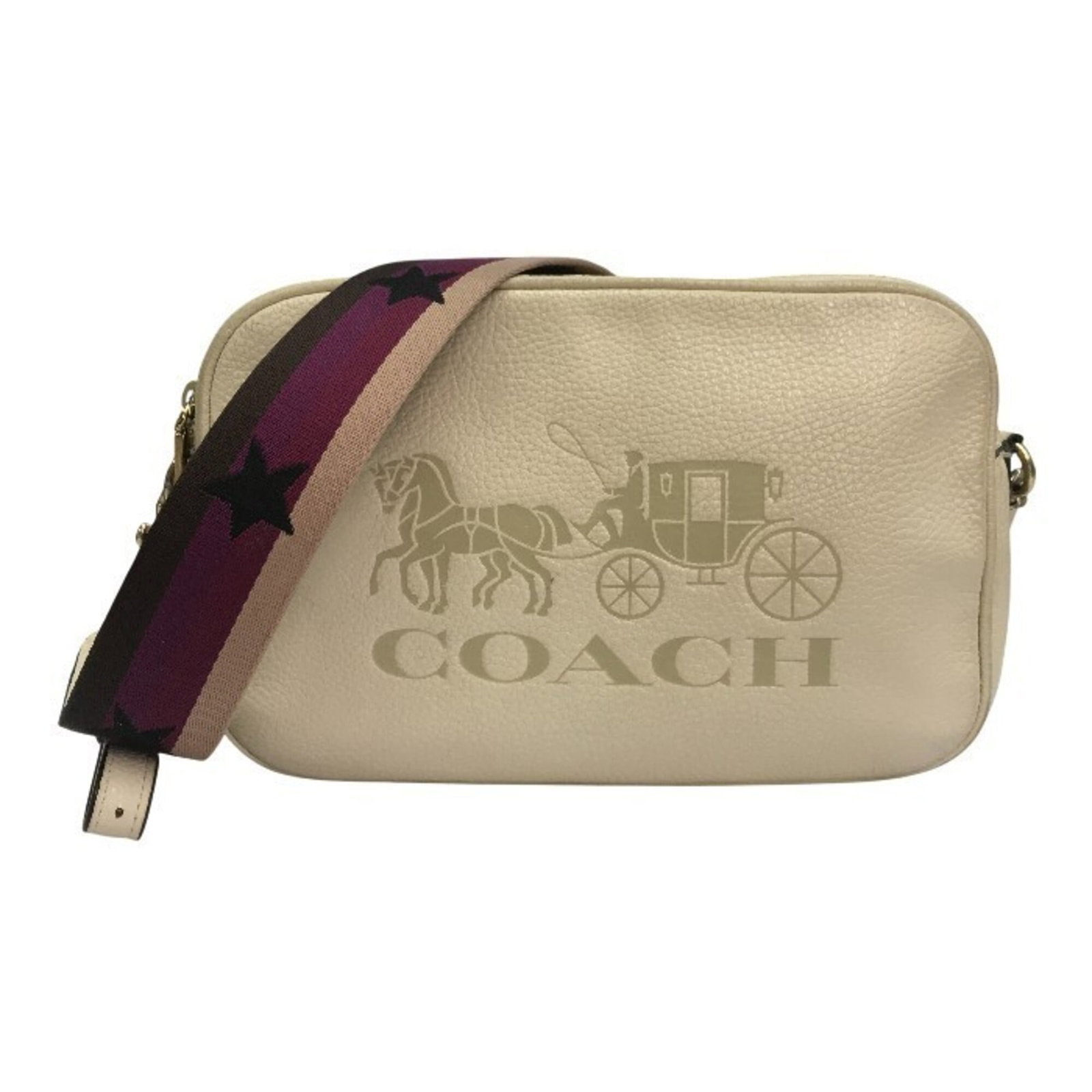 Coach Shoulder Bag Leather: Coach Shoulder Bag Leather This ivory leather shoulder bag from Coach features a classic design with clean lines and a timeless aesthetic. Made from high-quality leather, the bag measures 15cm x 24cm 