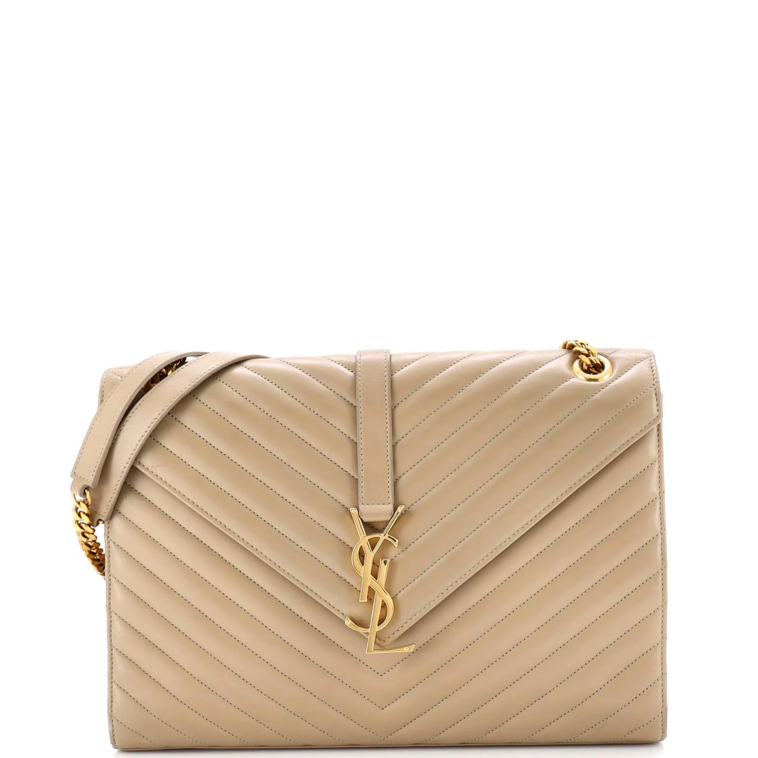 Matelasse leather satchel envelope classic with large monogram chevron saint laurent: Matelasse leather satchel envelope classic with large monogram chevron saint laurent Matelasse leather satchel envelope classic with large monogram chevron Saint Laurent features a neutral exterior an