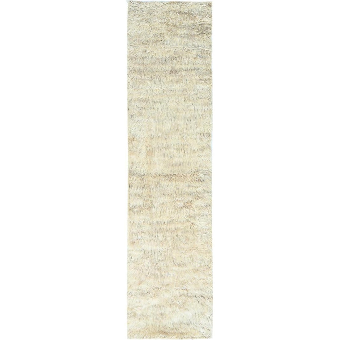 2'6"x10' Beige Wool Hand Knotted Shaggy Moroccan Oriental Runner Rug (1 of 7)