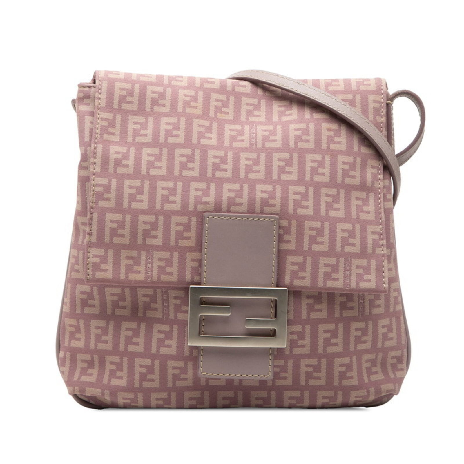 Shoulder Bag Canvas Leather by Fendi: Shoulder Bag Canvas Leather by Fendi Canvas and leather blend in this Fendi shoulder bag, available in light purple. Measuring 23cm x 22cm x 3.5cm, it features a unique combination of materials. The b