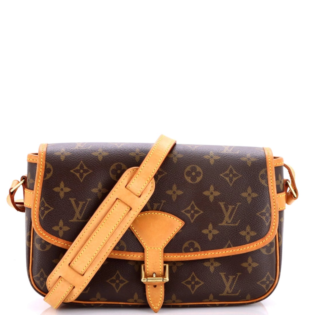 Monogram Canvas Handbag Sologne Louis Vuitton: Monogram Canvas Handbag Sologne Louis Vuitton Brown Louis Vuitton Sologne Monogram Canvas Cross Body Bag with gold hardware, featuring a canvas coated exterior and brown interior. The bag has a