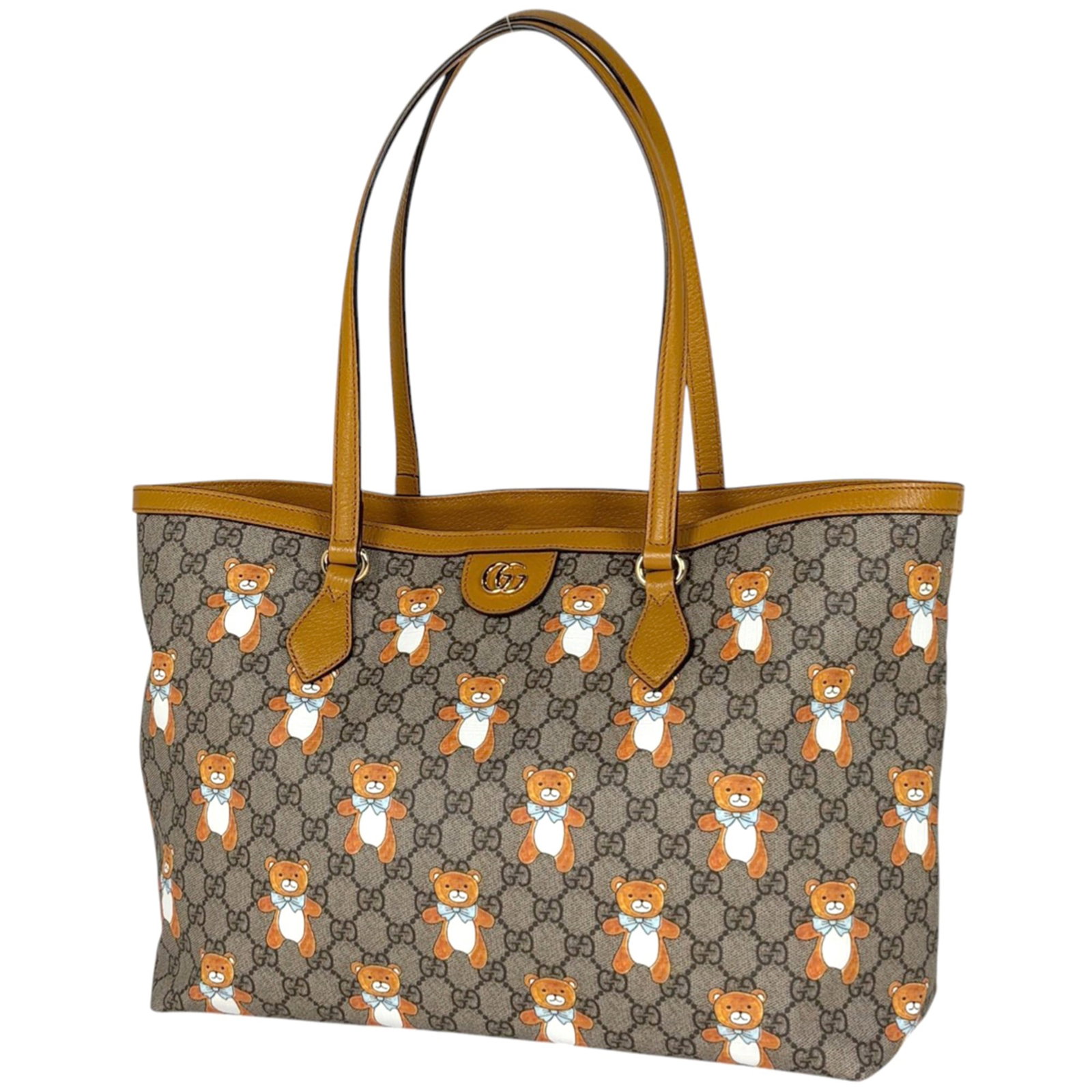 Tote Bag Supreme Leather Gg Gucci: Tote Bag Supreme Leather Gg Gucci GG Supreme Leather Tote Bag in Brown features the iconic Gucci design, combining high-quality leather with the signature GG Supreme pattern. Measuring 27cm x 37cm x