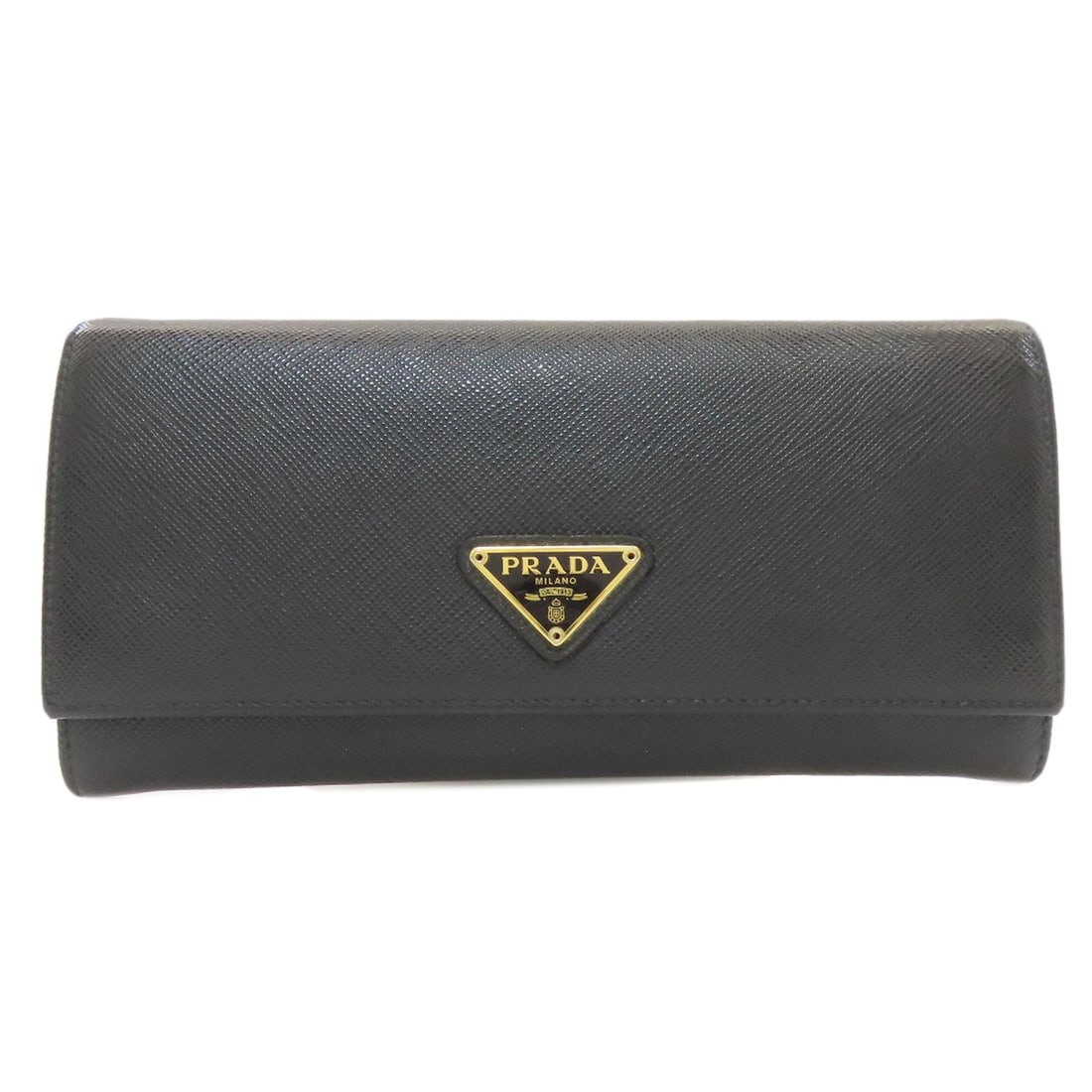 Logo Hardware Long Wallet with Coin Pocket by Prada: Logo Hardware Long Wallet with Coin Pocket by Prada Safiano material and sleek design make this long wallet with coin pocket a stylish accessory. The black exterior and interior provide a sophisticate