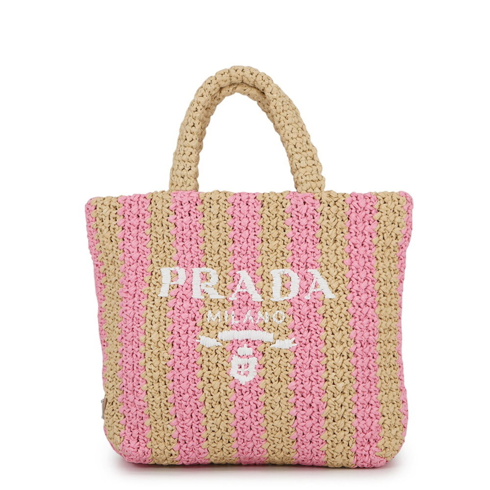 Prada Handbag Tote Bag Raffia: Prada Handbag Tote Bag Raffia Raffia material and beige-pink color give this Prada Country tote bag its unique charm. Made in Italy, the 24cm x 31cm x 8cm dimensions make it a stylish and practical ac