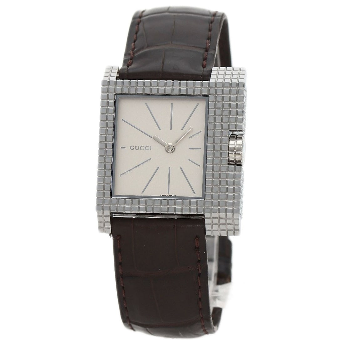 Stainless Steel Watches 7100M Face Square Gucci Leather: Stainless Steel Watches 7100M Face Square Gucci Leather Stainless Steel Watches 7100M Face Square Gucci Leather - A sleek and sophisticated timepiece, this watch boasts a silver stainless steel case w