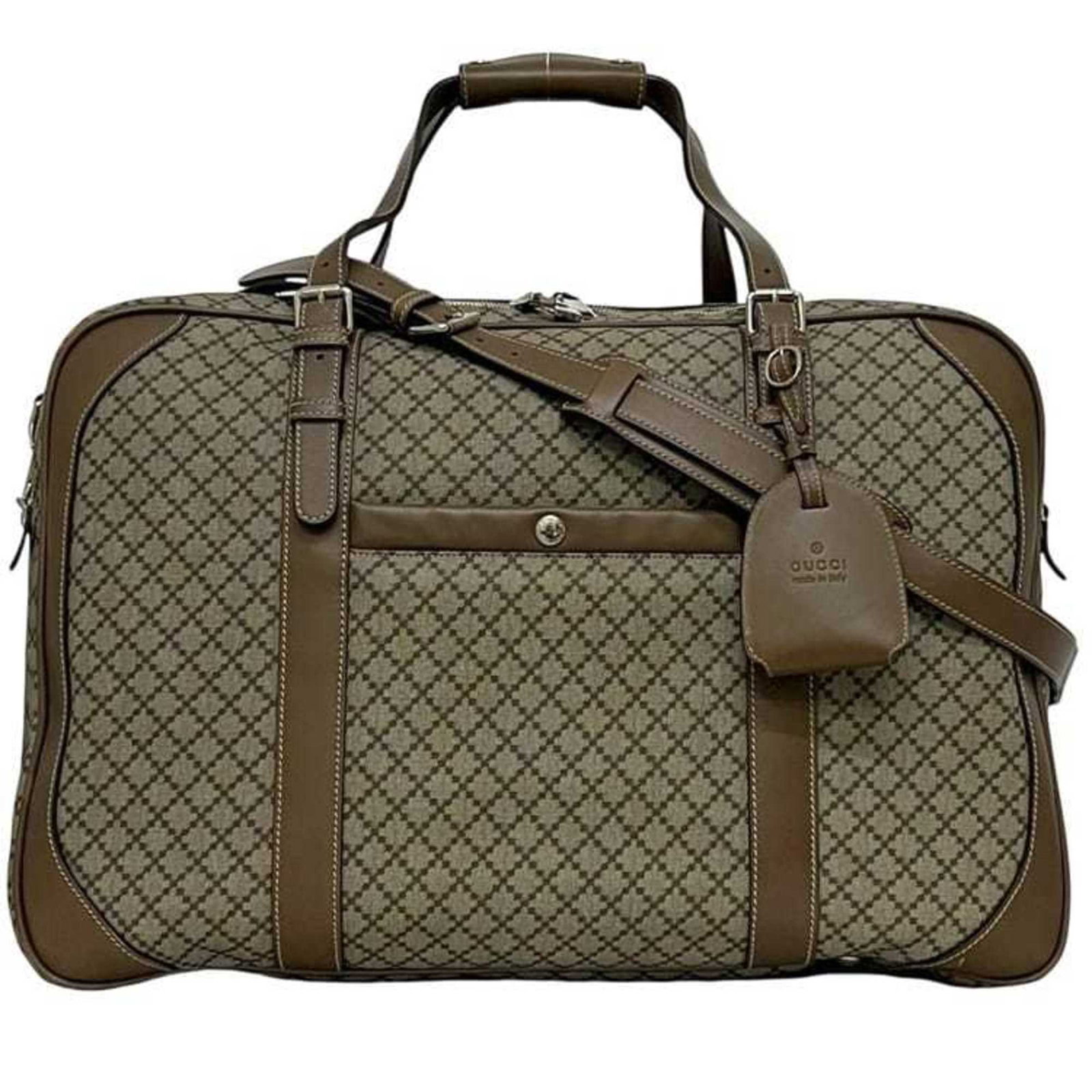 Gucci Leather Bag Pvc Boston Shoulder Bag: Gucci Leather Bag Pvc Boston Shoulder Bag The Gucci Leather Bag Pvc Boston Shoulder Bag features a unique combination of PVC and leather materials, with a beige and brown color palette. Measuring 32.5