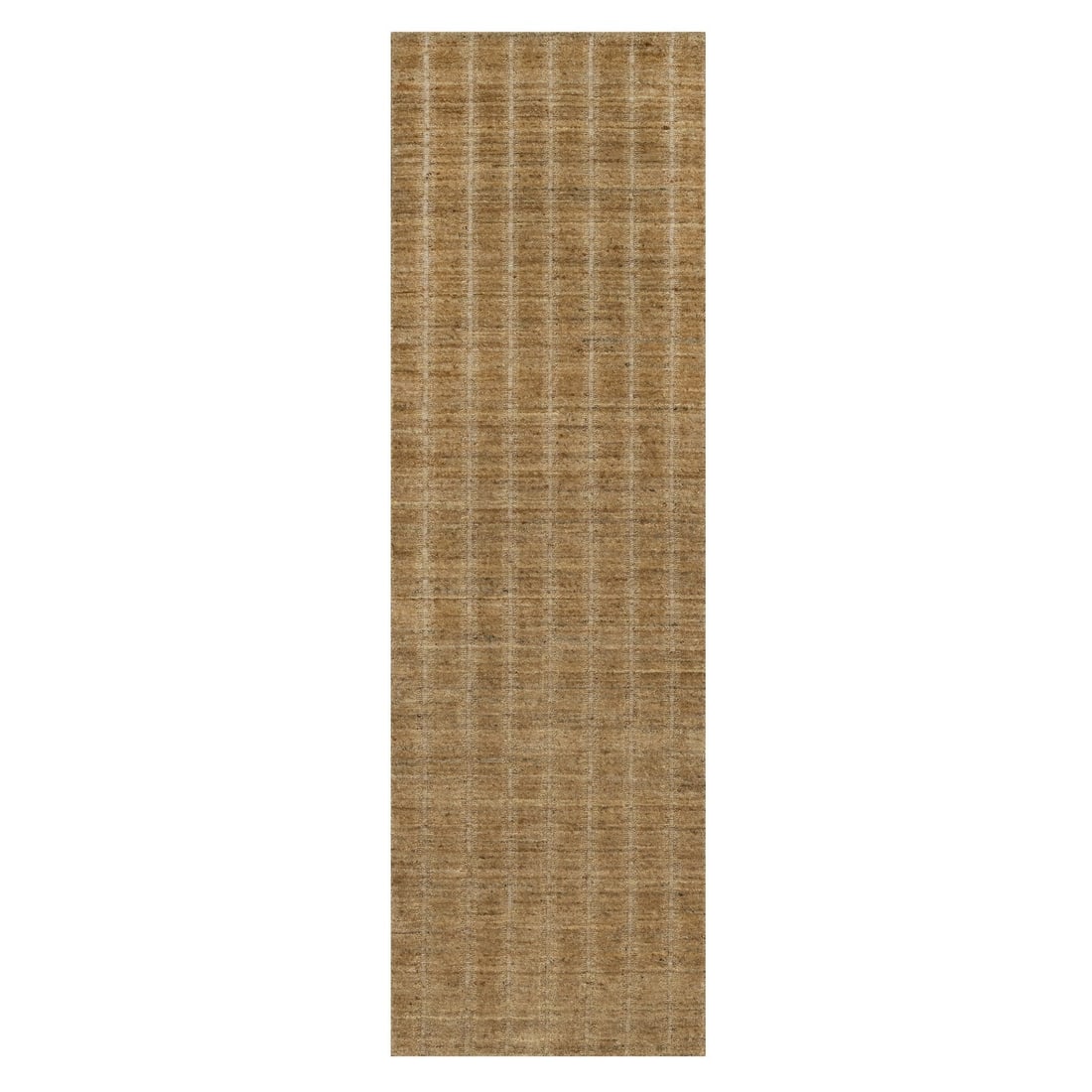 2'5"x8' Brown Natural Wool Vertical Stripes Design Hand Loomed Runner Rug: 2'5"x8' Brown Natural Wool Vertical Stripes Design Hand Loomed Runner Rug This hand loomed wool runner rug boasts a striking modern design, featuring a natural brown color and bold vertical stripes. M