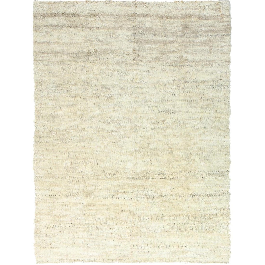 10'1"x14'1" Beige Undyed Natural Wool Hand Knotted Shaggy Moroccan Rug: 10'1"x14'1" Beige Undyed Natural Wool Hand Knotted Shaggy Moroccan Rug This stunning Beige Undyed Natural Wool Hand Knotted Shaggy Moroccan Rug boasts a unique, rectangular shape and a classic Orienta