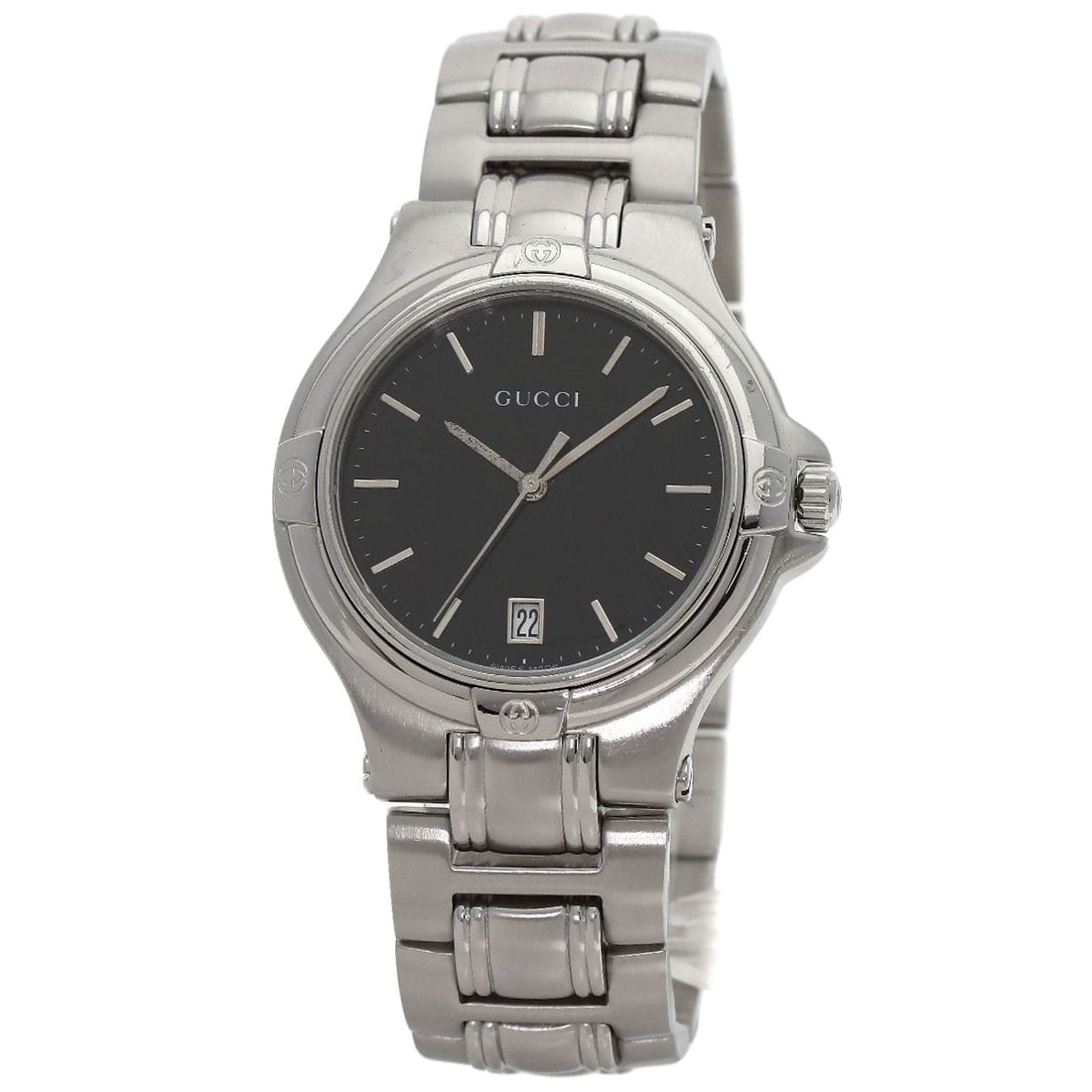 Gucci Round Face Watches Stainless Steel/ Stainless Steel: Gucci Round Face Watches Stainless Steel/ Stainless Steel Stainless steel construction and silver finish make this Gucci round face watch a sleek accessory. The analog display and quartz movement ensu