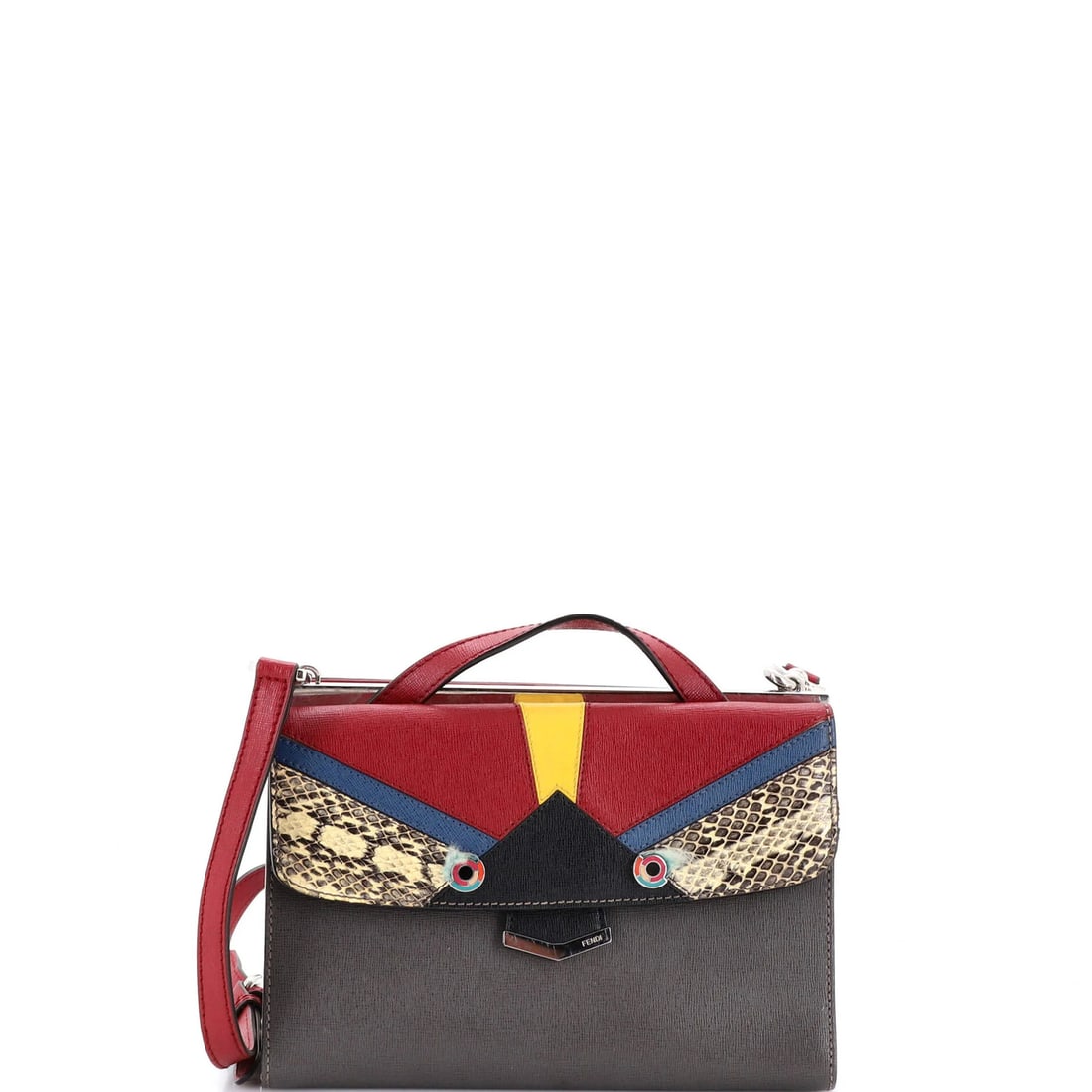 Monster Satchel Fendi Demi Embellished Leather Python (1 of 7)
