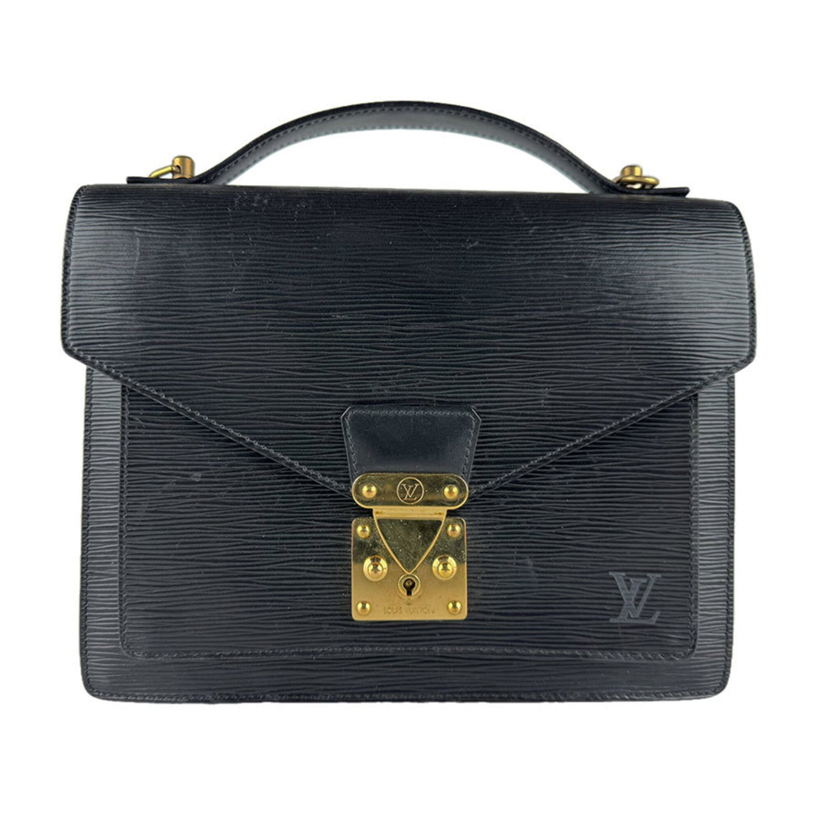 Vuitton Louis Epi Leather Handbag: Vuitton Louis Epi Leather Handbag The Louis Vuitton M52122 Epi leather handbag boasts sleek, classic design with its Noir color and precise dimensions. Made from high-quality Epi leather, this timeles