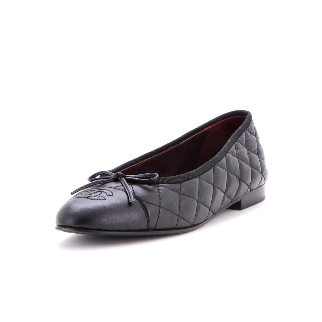 Women's CC Cap Toe Bow Ballerina Quilted Leather Flats (1 of 6)