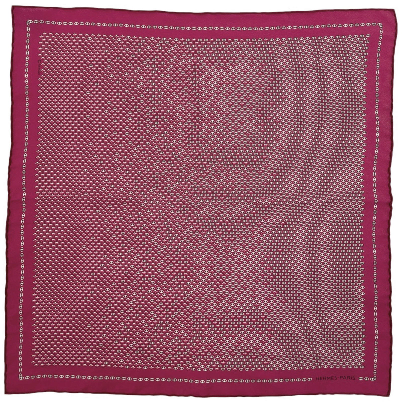 Hermes silk scarf: Hermes silk scarf Silk scarf from renowned luxury brand Hermes, featuring a vibrant pink hue. Made from high-quality silk, this compact square measures 42cm x 42.5cm and boasts a classic design that c