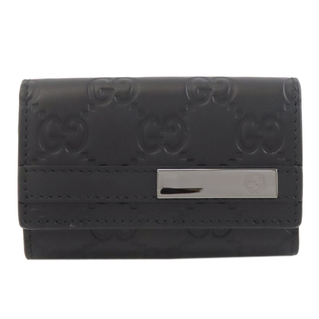 Gucci 237509 Gg Signature Guccissima Key Holder Leather: Gucci 237509 Gg Signature Guccissima Key Holder Leather This sleek Gucci key holder features a rich black leather exterior and bears the signature of the renowned brand. Made from high-quality materia