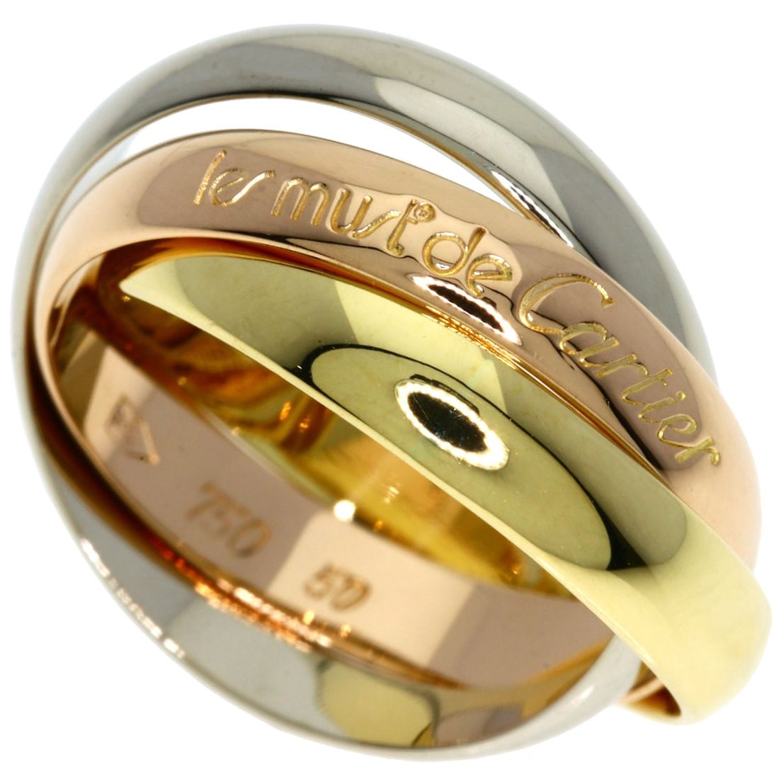Cartier Trinity #50 Ring K18 Yellow Gold 18K Pink Gold: Cartier Trinity #50 Ring K18 Yellow Gold 18K Pink Gold Cartier Trinity #50 Ring K18 Yellow Gold 18K Pink Gold features a unique blend of gold tones, showcasing the brand's signature style. This 5.25 U
