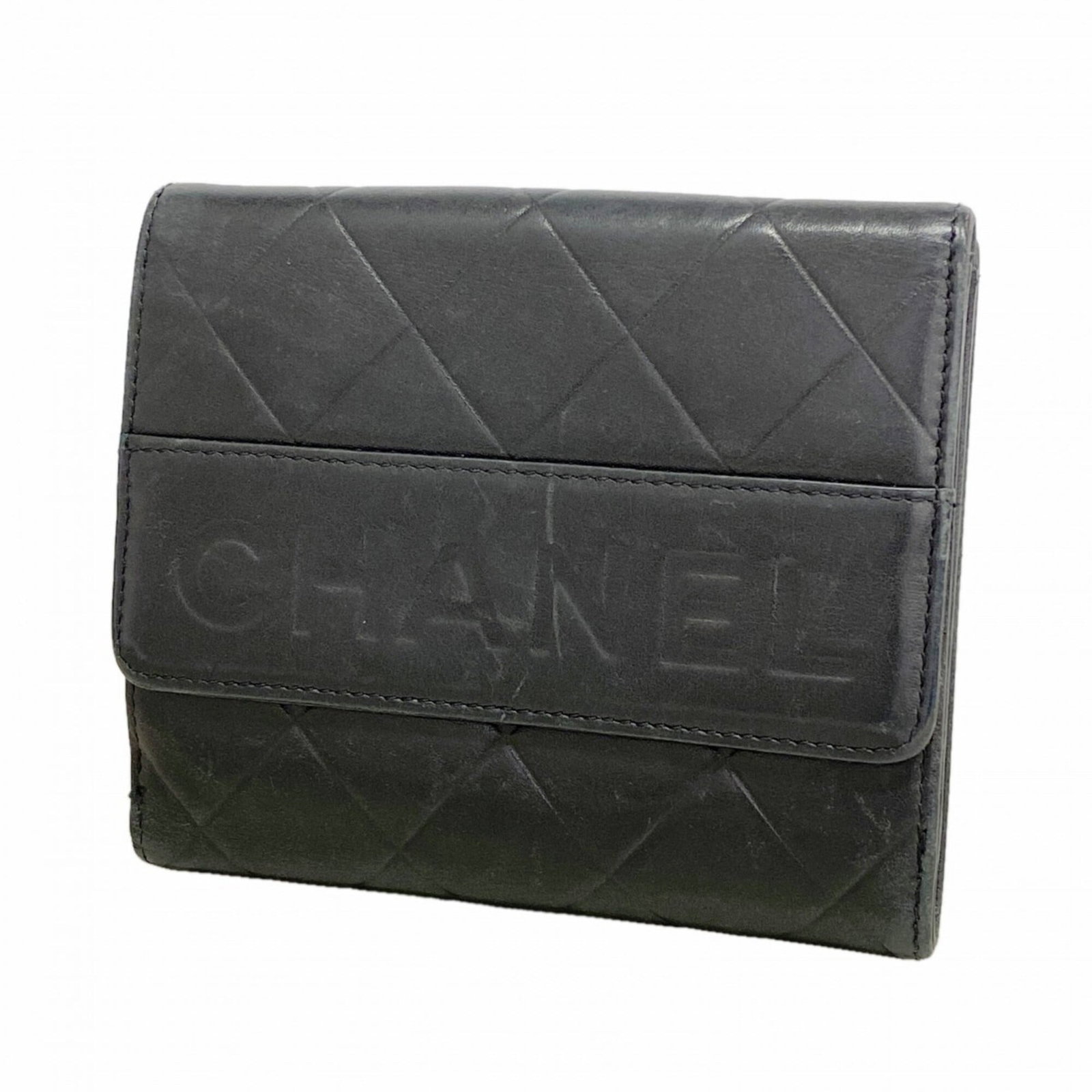 Chanel Wallet Bi Fold Leather: Chanel Wallet Bi Fold Leather Chanel Wallet Bi Fold Leather features a sleek black lambskin design, measuring 10.5cm x 12.5cm x 2cm. The bi-fold wallet showcases the iconic Chanel style with its class