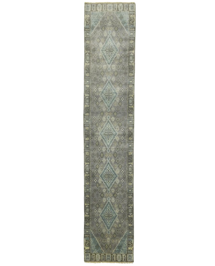 2'4 X 11'10 Taupe Oriental Runner Rug Muted Hallway & Kitchen Carpet 2X12 Ft Hand-Knotted: 2'4 X 11'10 Taupe Oriental Runner Rug Muted Hallway & Kitchen Carpet 2X12 Ft Hand-Knotted Hand-knotted in wool and cotton, this 2'4 x 11'10 taupe oriental runner rug boasts a modern geometric pattern 