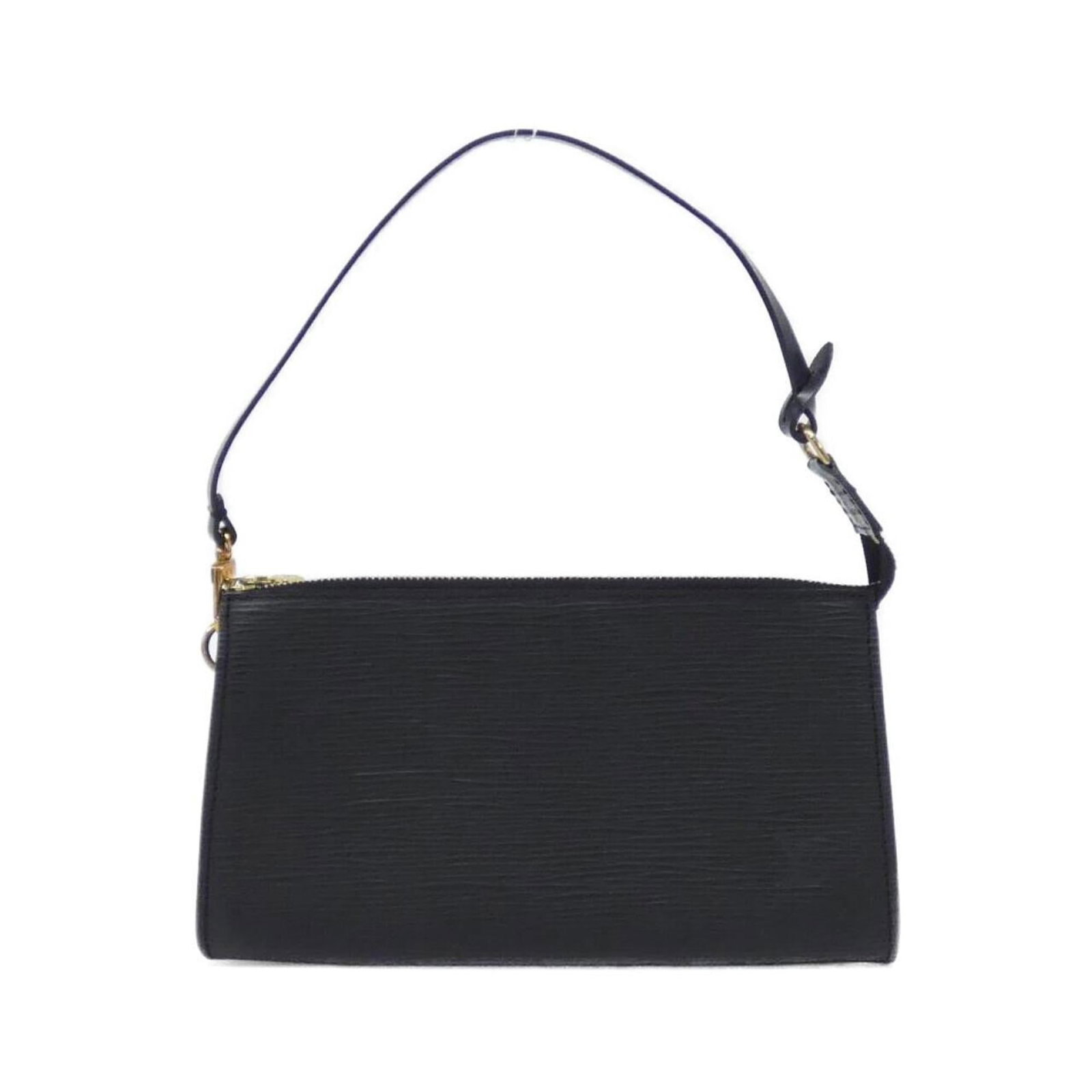 Louis Vuitton pouch leather: Louis Vuitton pouch leather Calf leather Louis Vuitton pouch in black with gold hardware, measuring 12cm x 24cm x 3cm. This classic design showcases the iconic brand's signature style and