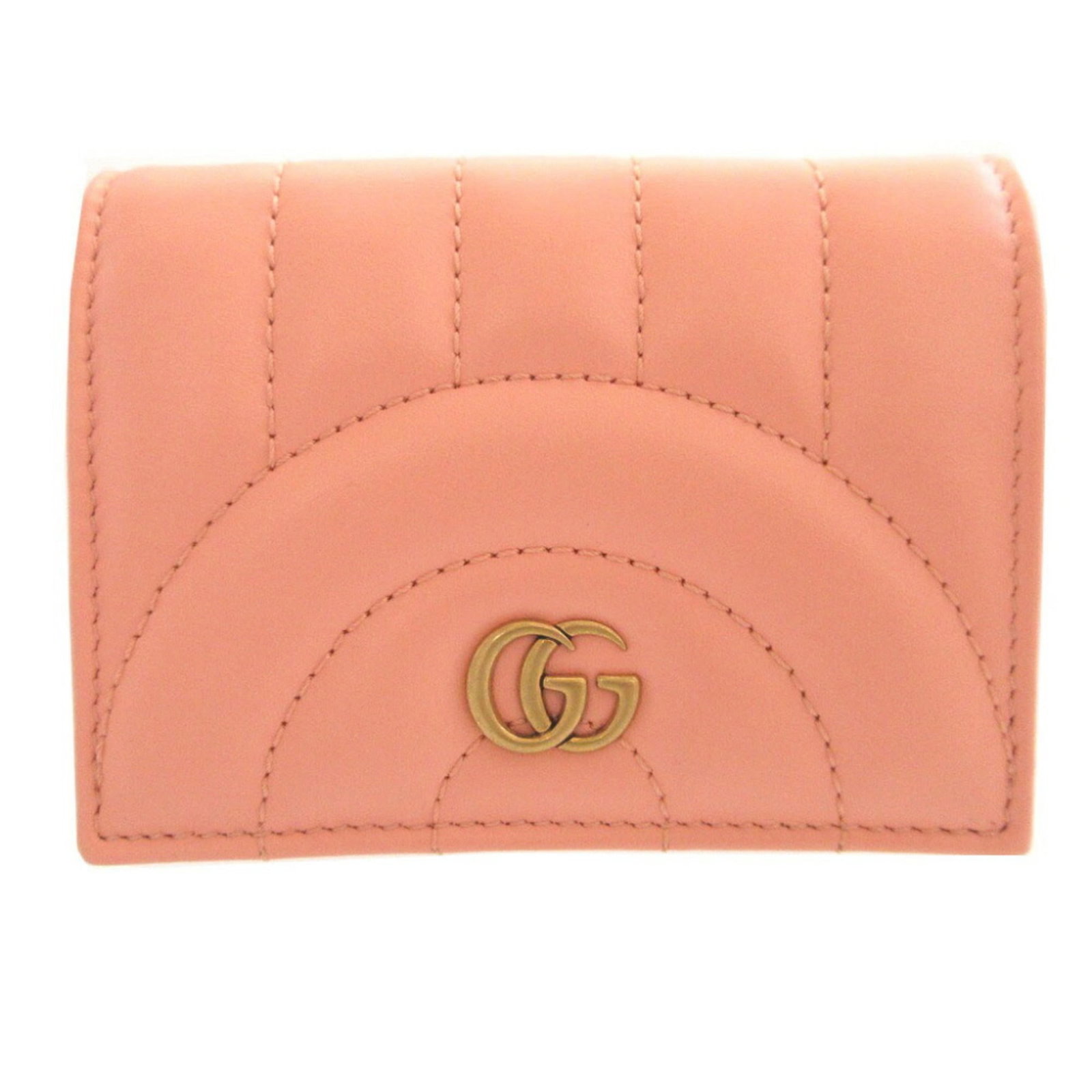 Gucci bi fold leather wallet: Gucci bi fold leather wallet Gucci's bi-fold leather wallet boasts a striking pink hue, perfectly complemented by its sleek design and premium leather material. This stylish accessory comes complete w
