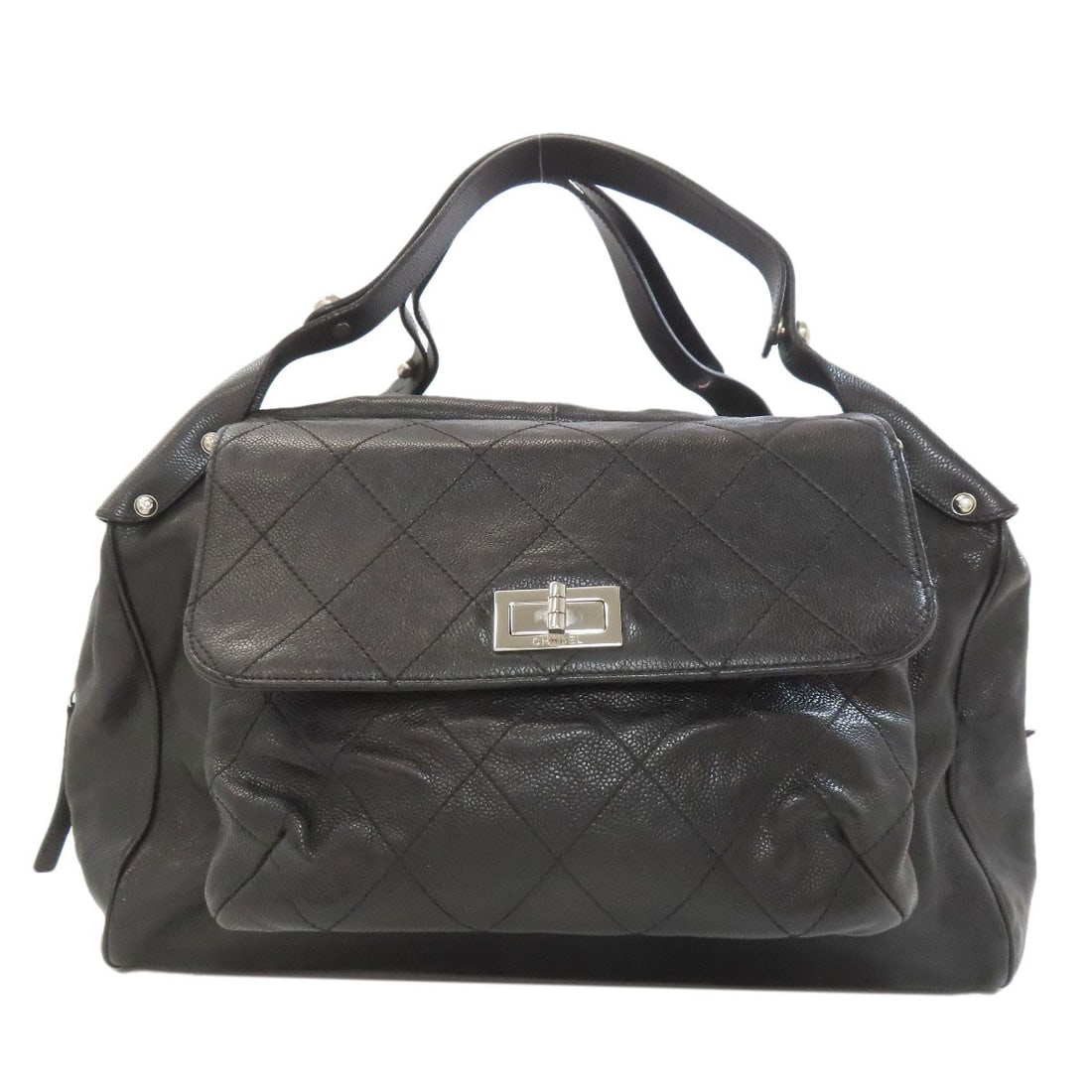 Chanel Matelasse Silverhardware Tote Bag Grained Calfskin Skin: Chanel Matelasse Silverhardware Tote Bag Grained Calfskin Skin Black Grained Calfskin Skin Tote Bag with Silver Hardware from CHANEL. This classic tote bag features a timeless design and premium exter