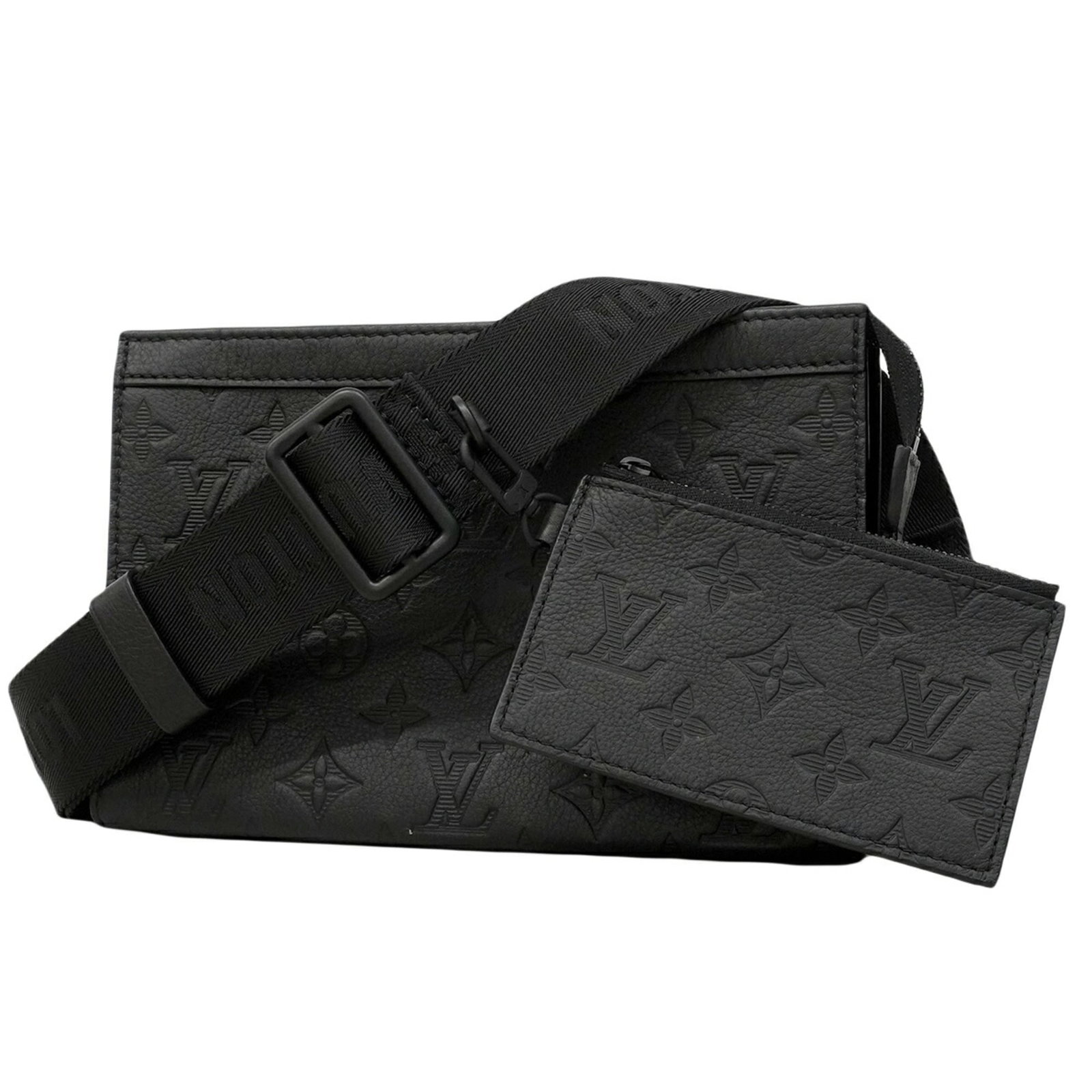 Shoulder Bag By Louis Vuitton: Shoulder Bag By Louis Vuitton Black Louis Vuitton shoulder bag with classic design, measuring 14.5cm x 22cm x 5.5cm in size. The iconic monogram pattern adds a touch of sophistication to this stylish 