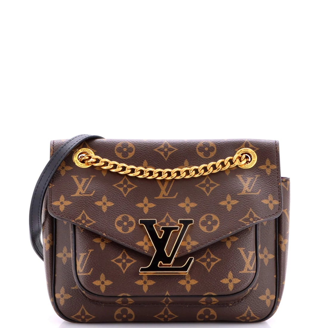 Louis Vuitton Monogram Canvas Handbag Passy: Louis Vuitton Monogram Canvas Handbag Passy Brown Louis Vuitton Monogram Canvas Passy Cross Body Bag with Gold Hardware, featuring a classic design and subtle wear on the exterior. The interior boasts