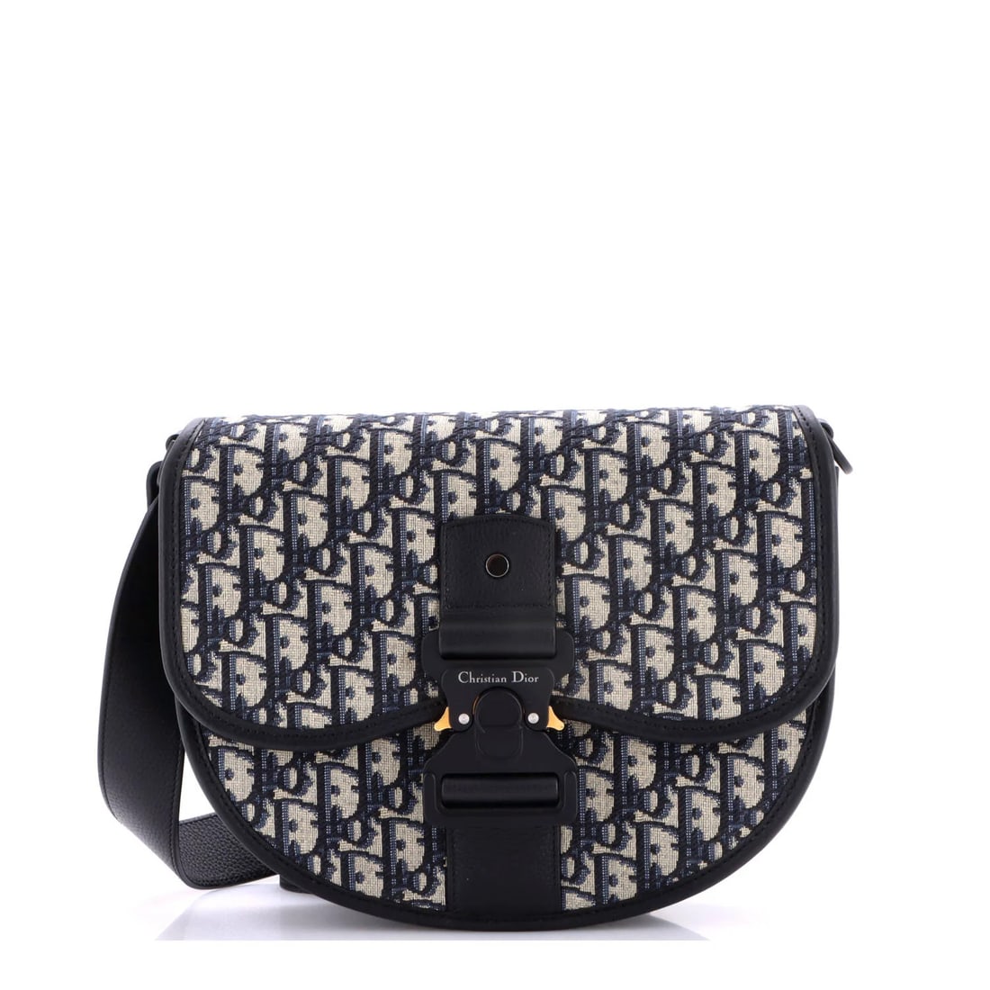 Canvas messenger bag medium gallop flap oblique Christian Dior: Canvas messenger bag medium gallop flap oblique Christian Dior Canvas messenger bag with gallop flap oblique design, featuring blue canvas exterior and black interior. The bag boasts gold hardware and