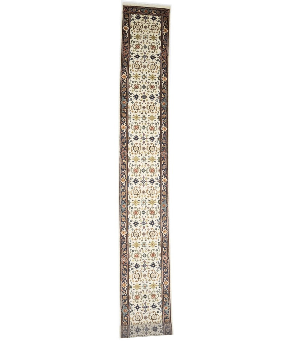 2'6X23'3 Chobi Wool Oriental Runner Rug Oversized Carpet Allover Floral Style Hand-Knotted: 2'6X23'3 Chobi Wool Oriental Runner Rug Oversized Carpet Allover Floral Style Hand-Knotted Hand-knotted in wool, this oversized floral runner rug boasts an all-over design in a vibrant color palette f