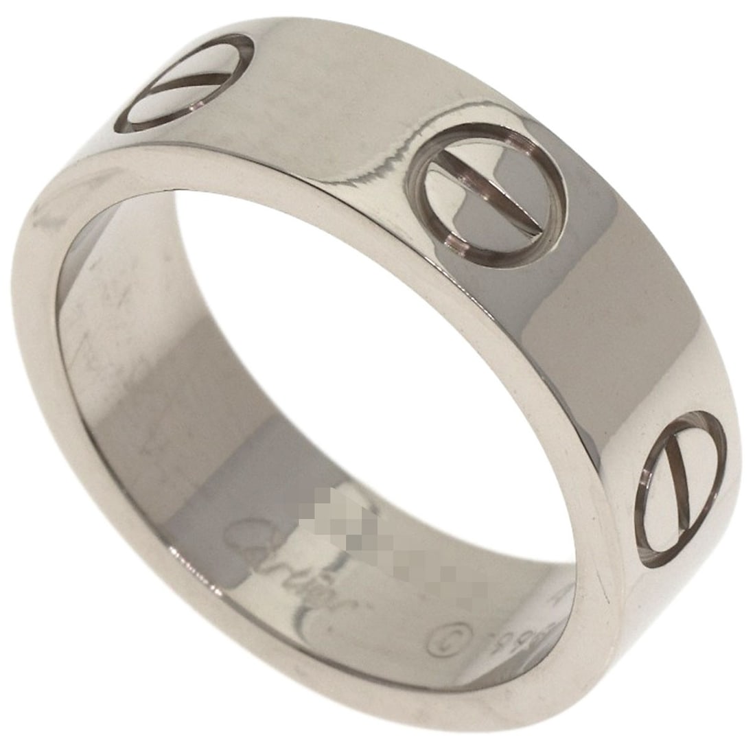 Cartier Love Ring #49 Ring K18 White Gold: Cartier Love Ring #49 Ring K18 White Gold Cartier's K18 White Gold Love Ring #49 boasts sleek, silver-toned elegance in a classic ring design. This piece features the iconic Cartier signature and is c