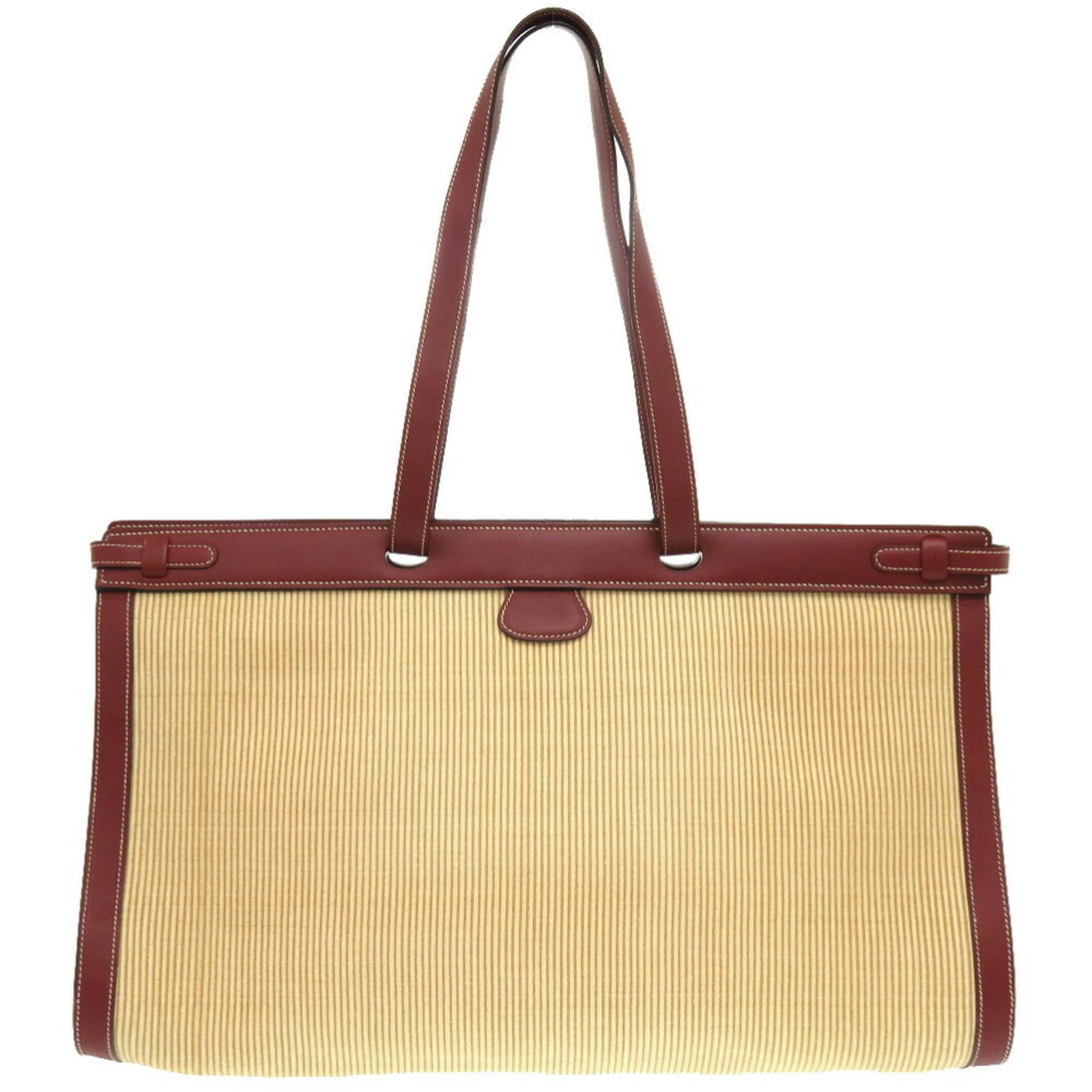 Hermes tote crinoline bag: Hermes tote crinoline bag The Hermes tote crinoline bag boasts a striking Rouge color and a unique crinoline material. Measuring 29cm x 52cm x 20cm, it features a dust bag for added protection. This s