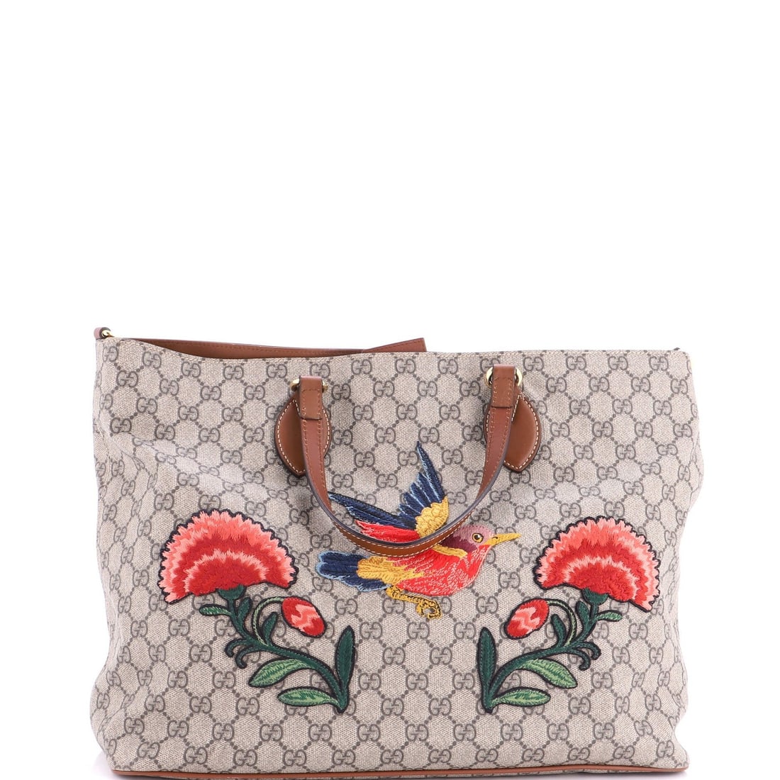 Gucci convertible soft tote gg coated canvas medium: Gucci convertible soft tote gg coated canvas medium Brown Gucci Convertible Soft Tote with Embroidered GG Coated Canvas, featuring a medium size and gold hardware. This canvas coated tote boasts a